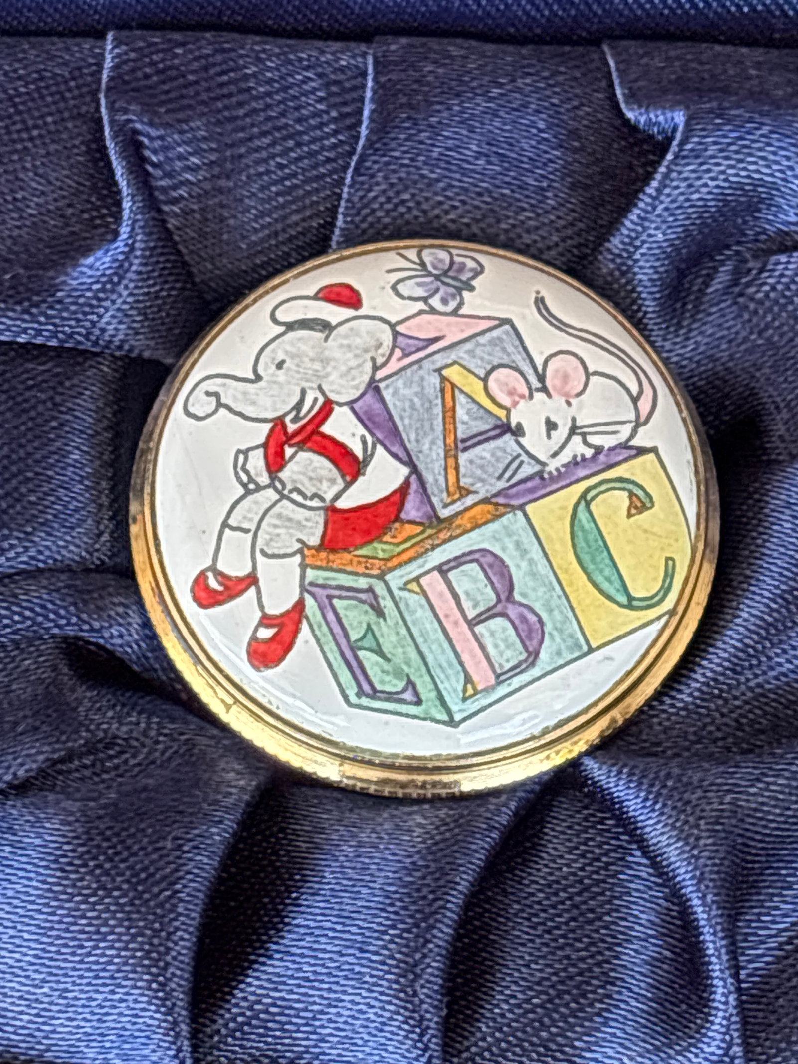 Group of five Crummles hand-painted English enamel1 inch trinket boxes - 4