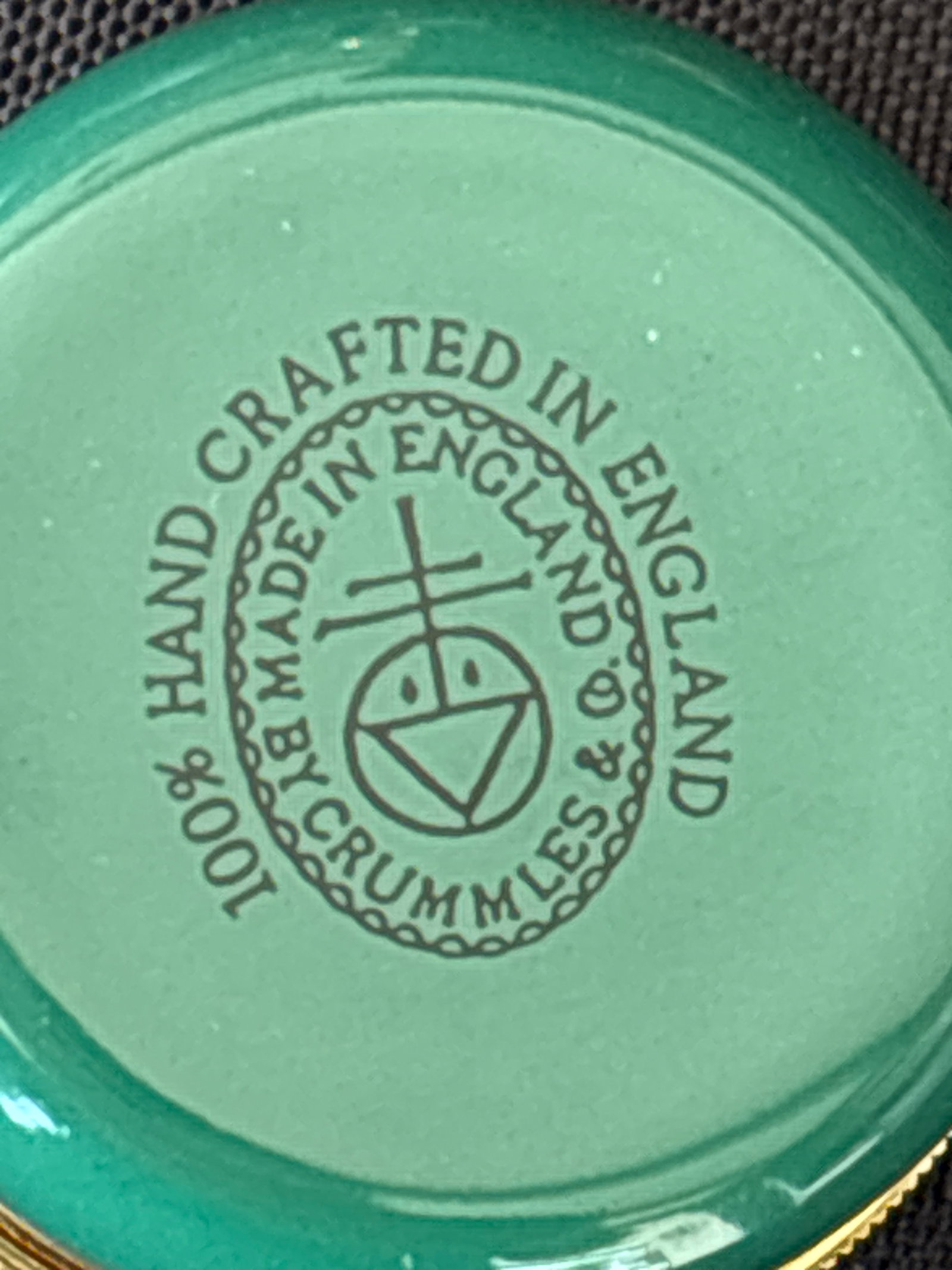 Group of five Crummles hand-painted English enamel1 inch trinket boxes - 6