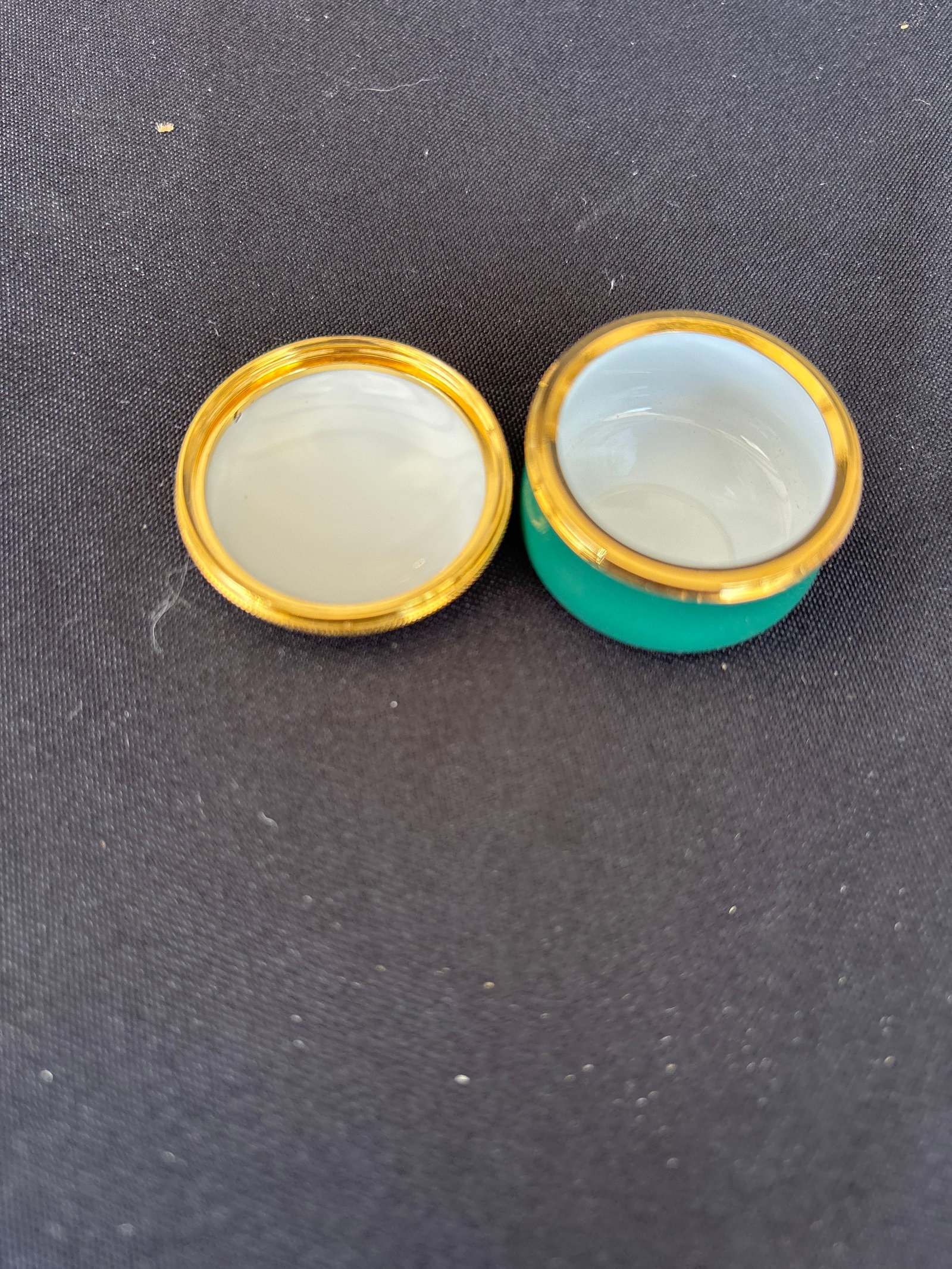 Group of five Crummles hand-painted English enamel1 inch trinket boxes - 7