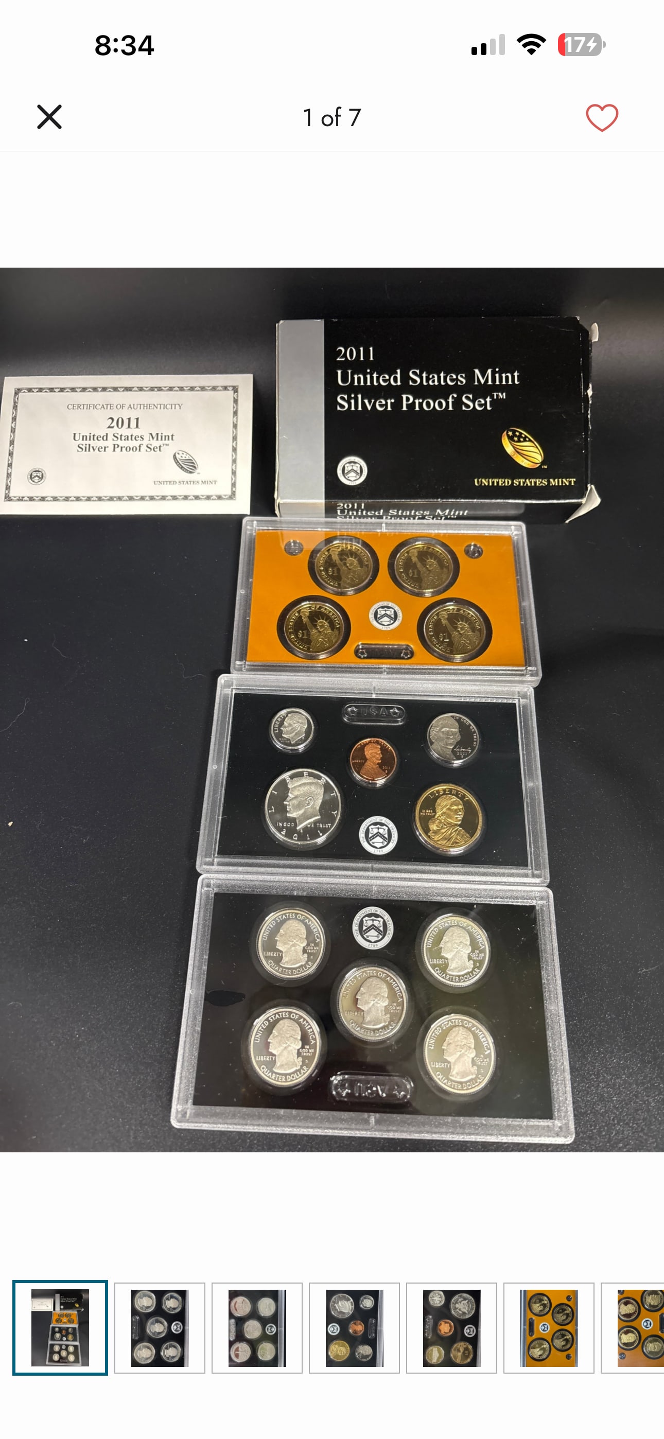 1.338 ounce .999 fine silver 14 coin 2011 United States Mint Silver Proof Set (1 of 6)