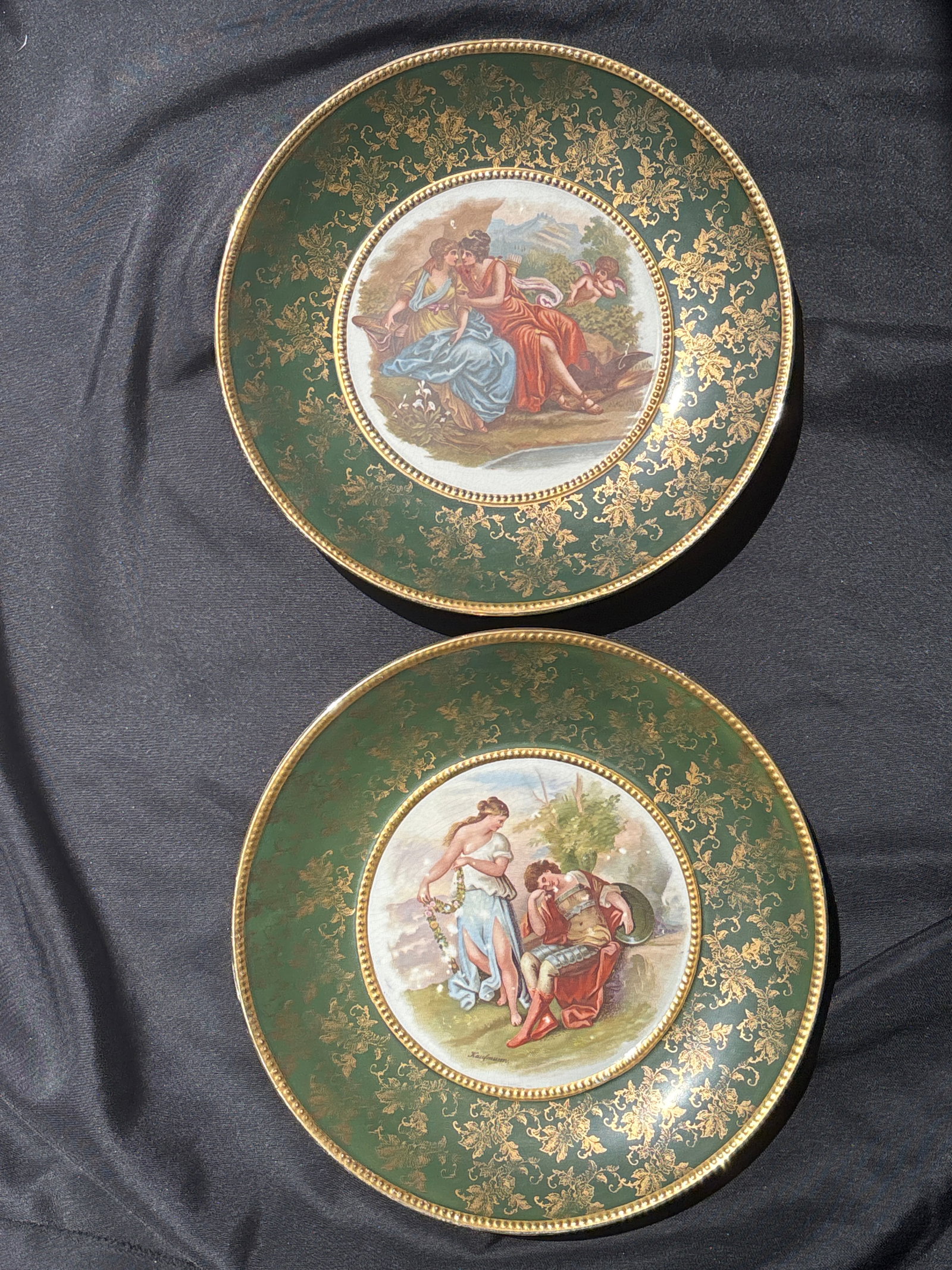 Two large 11 inches antique Victoria Carlsbad Austria porcelain cabinet plates (1 of 8)