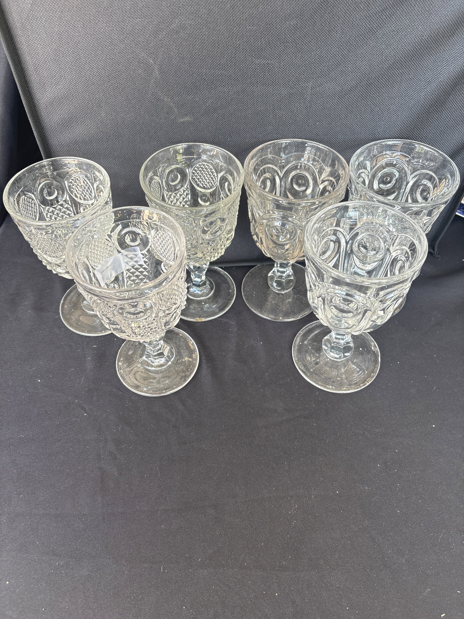 Two sets of three Boston & Sandwich Comet 6&1/2 inch Glass Goblets (1 of 7)
