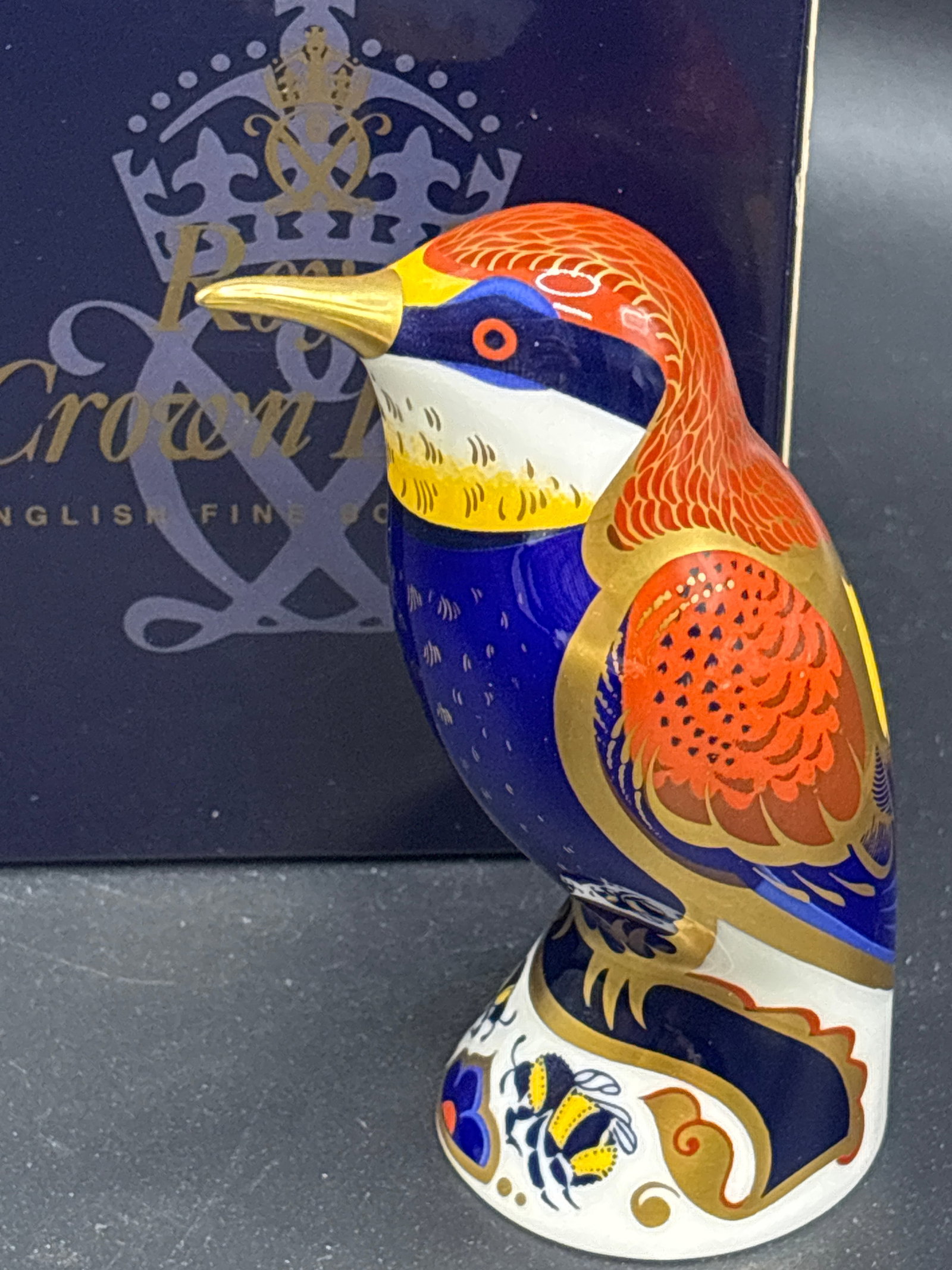 Vibrant Royal Crown Derby Bee-Eater bone china 3.75 inches paperweight (1 of 8)