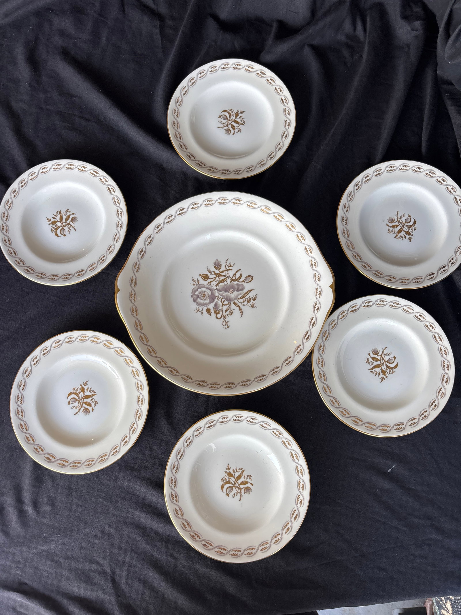 Seven piece ‘Harvest Poppy’ Royal Crown Derby tea set (1 of 7)