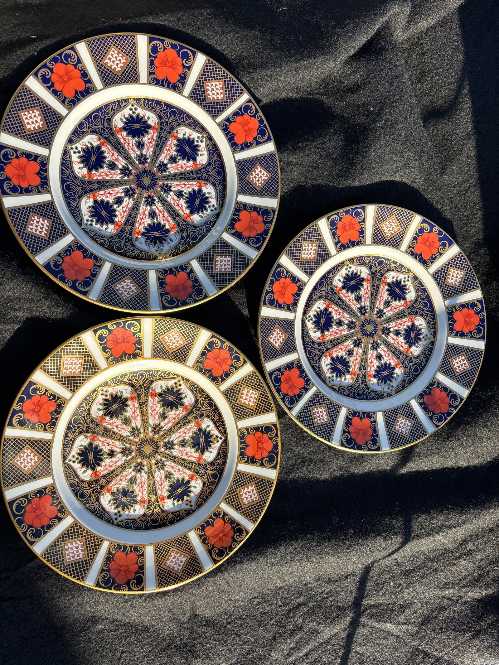 First Quality, Three Royal Crown Derby "Old Imari" pattern plates (1 of 10)