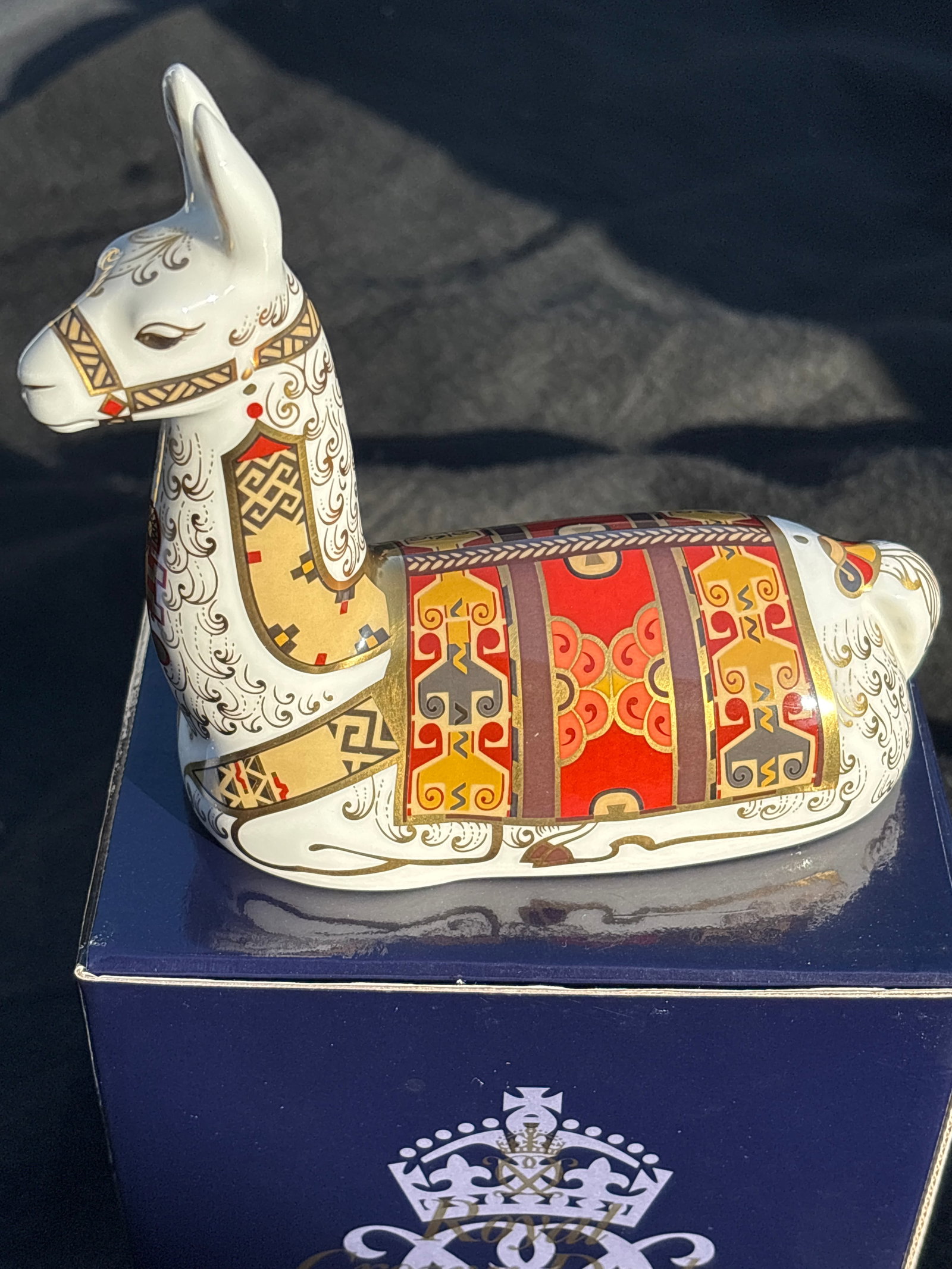 Artist signed Royal Crown Derby Imari Llama bone china 5.25 inch paperweight. (1 of 8)