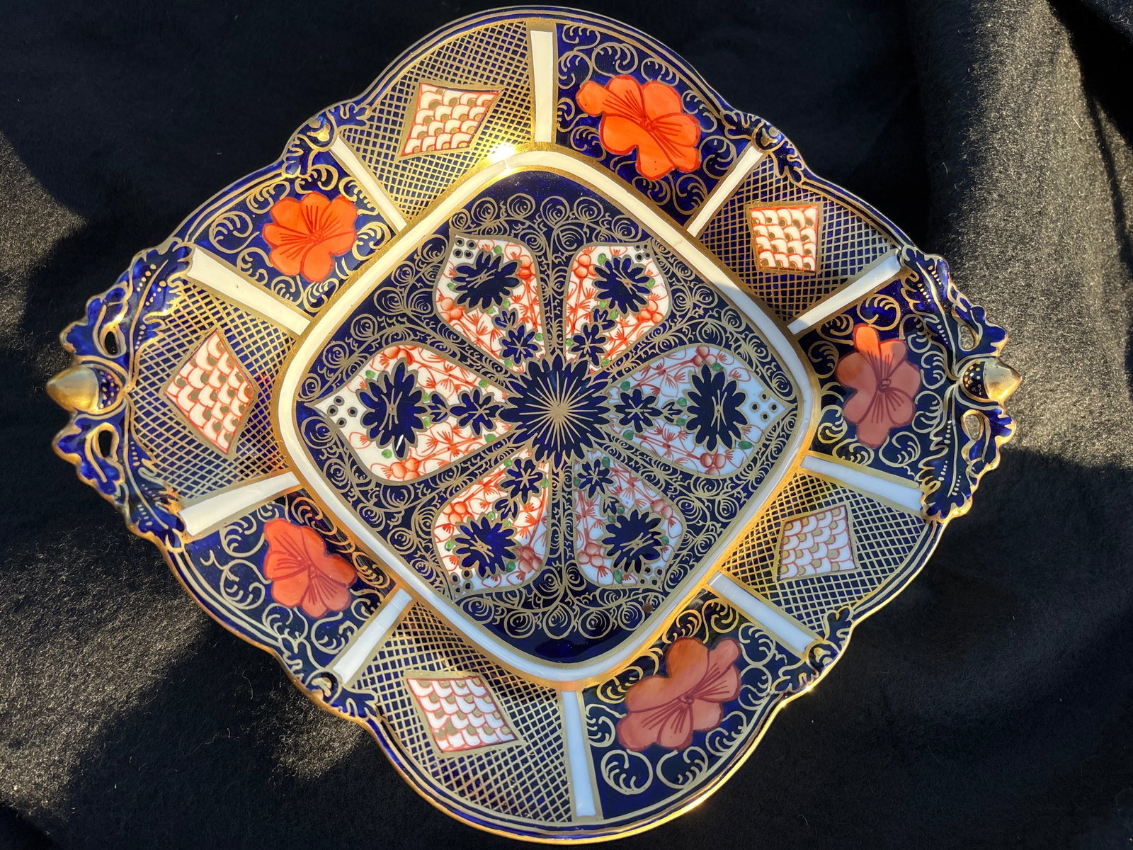 Rare antique (Pattern 1128)Royal Crown Derby bone china 10 inch footed dish (1 of 12)