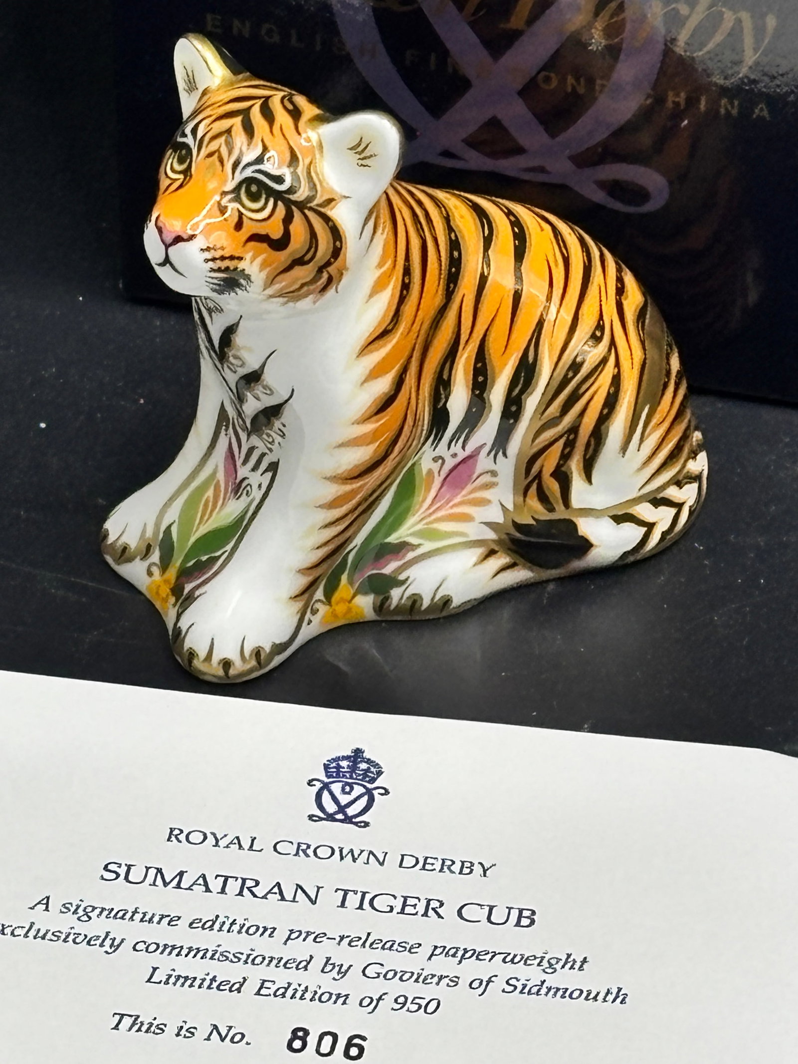 Artist signed Sumatran Tiger cub Govier’s limited edition Royal Crown Derby (1 of 12)