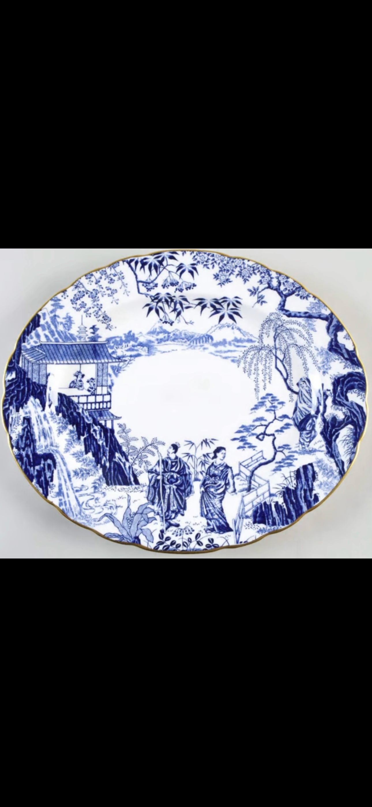 Royal Crown Derby blue Mikado pattern 13 inch oval serving platter (1 of 9)
