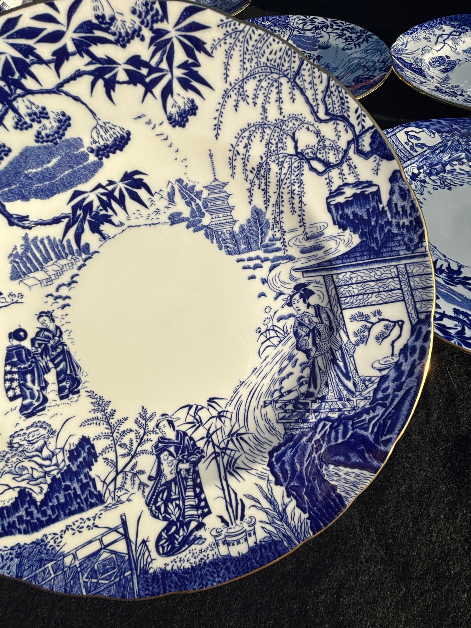 Set of four Royal Crown Derby Blue Mikado pattern 10&1/2 inch dinner plates (1 of 3)