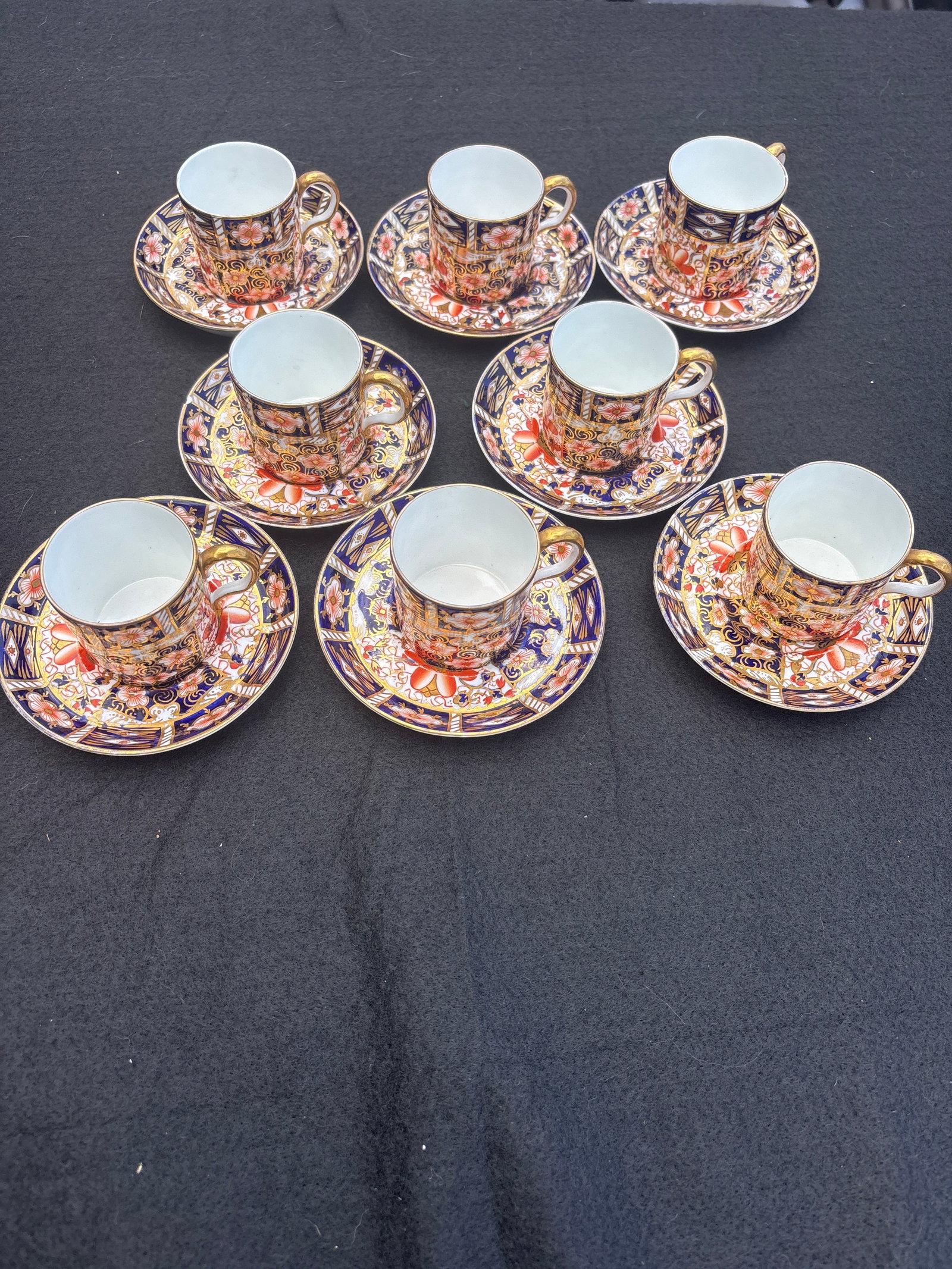 Set eight Royal Crown Derby Imari pattern 2451 bone china demitasse cups and saucers (1 of 9)