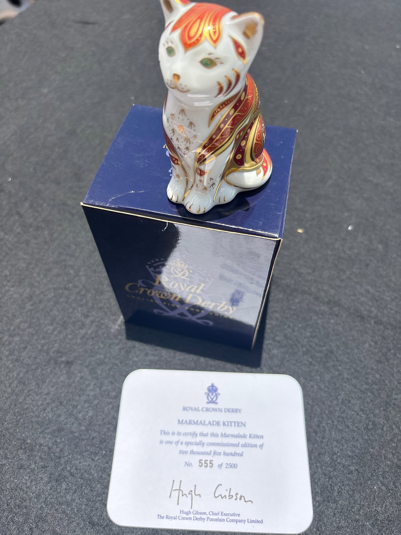 Small limited edition Royal Crown Derby "Marmalade ‘ kitten 3inches paperweight (1 of 7)
