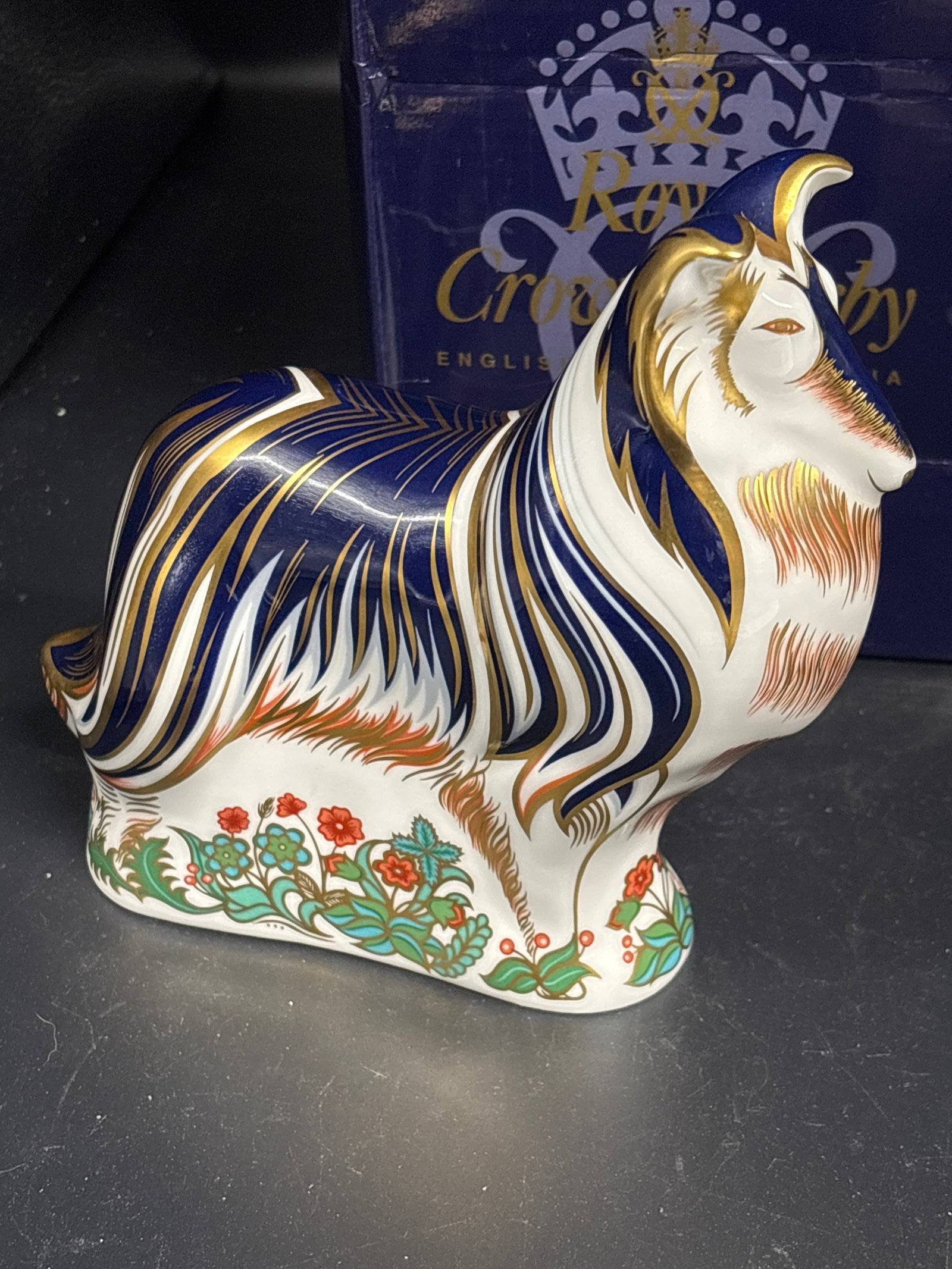 Beautiful Large 6 inch Royal Crown Derby Rough Collie dog paperweight (1 of 9)