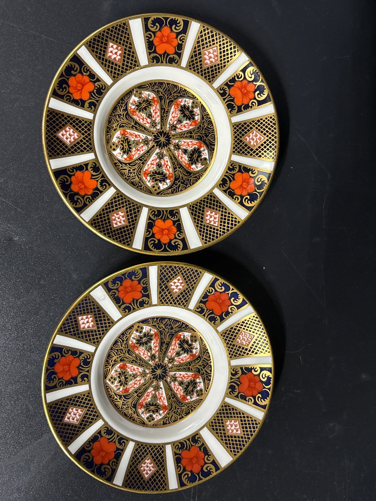 Two small 4&1/2 inch Royal Crown Derby Old Imari patterned plates (1 of 8)