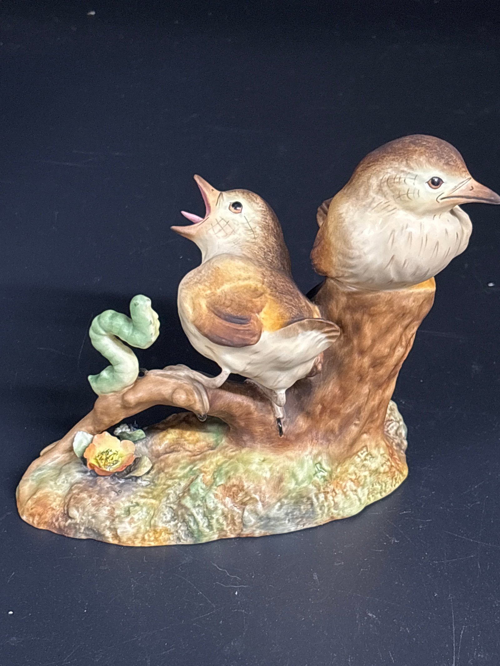 Artist signed Royal Crown Derby "Thrush Chicks" bone china figurine (1 of 10)