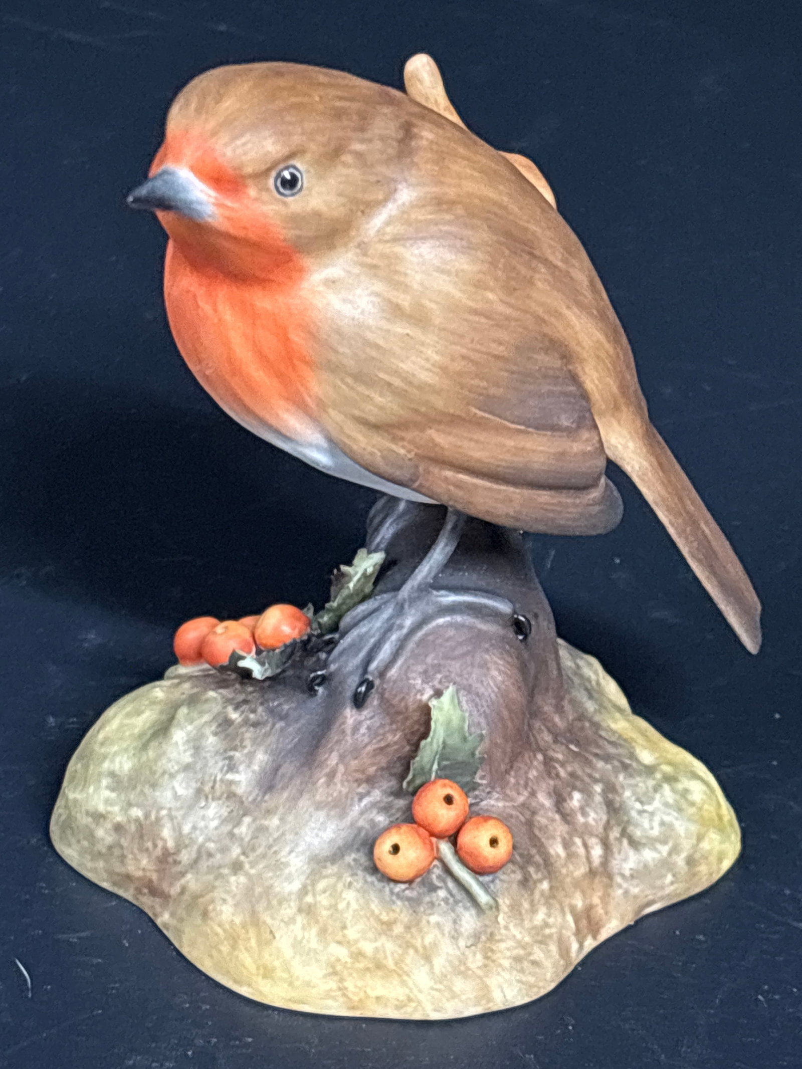Artist signed Royal Crown Derby Bone China Robin Bird Figurine (1 of 8)