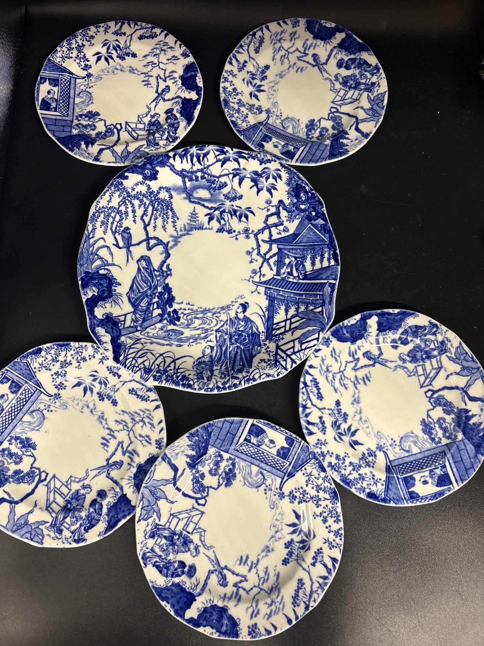 Six piece dessert set Blue Mikado Royal Crown Derby fine bone china (1 of 10)