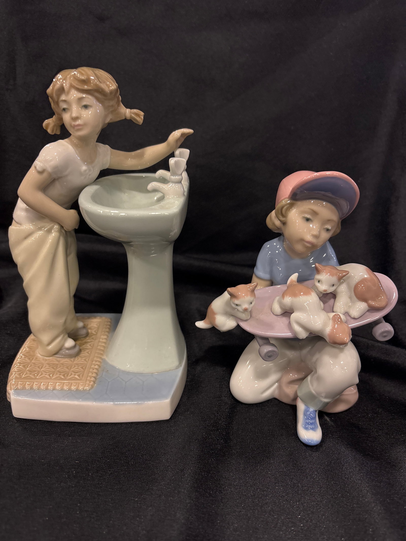 Two signed Lladro Spanish porcelain children statues; #7623 & 4838 (1 of 8)