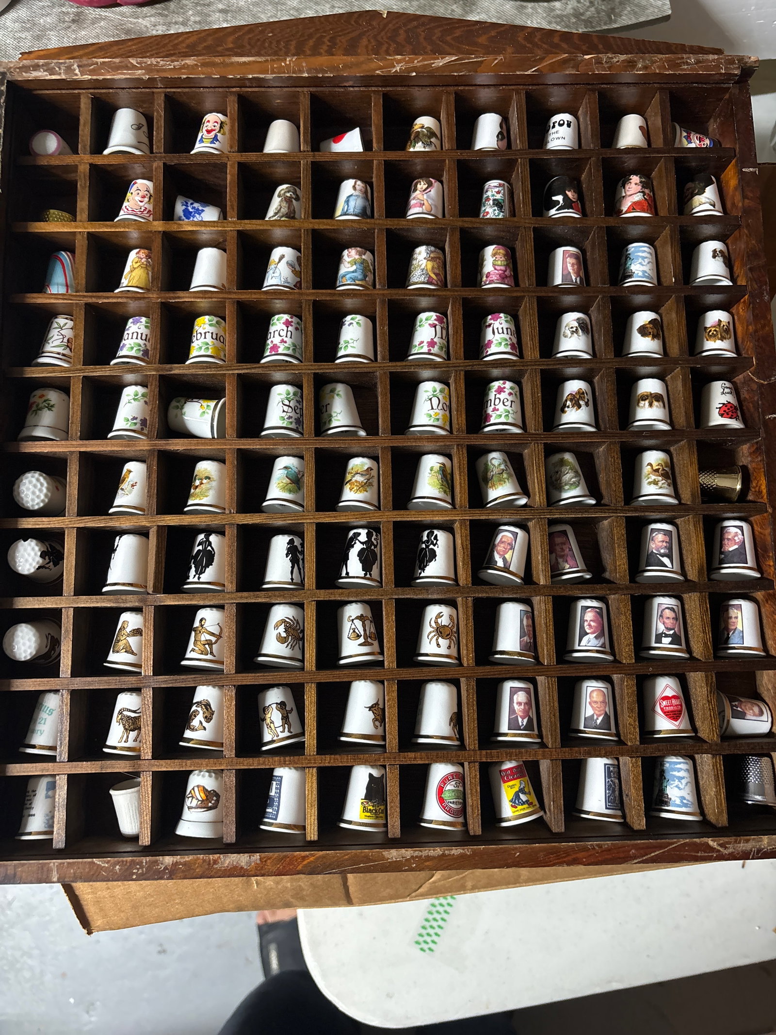Lot of 100 collection of porcelain and bone china thimbles in custom fitted case (1 of 9)