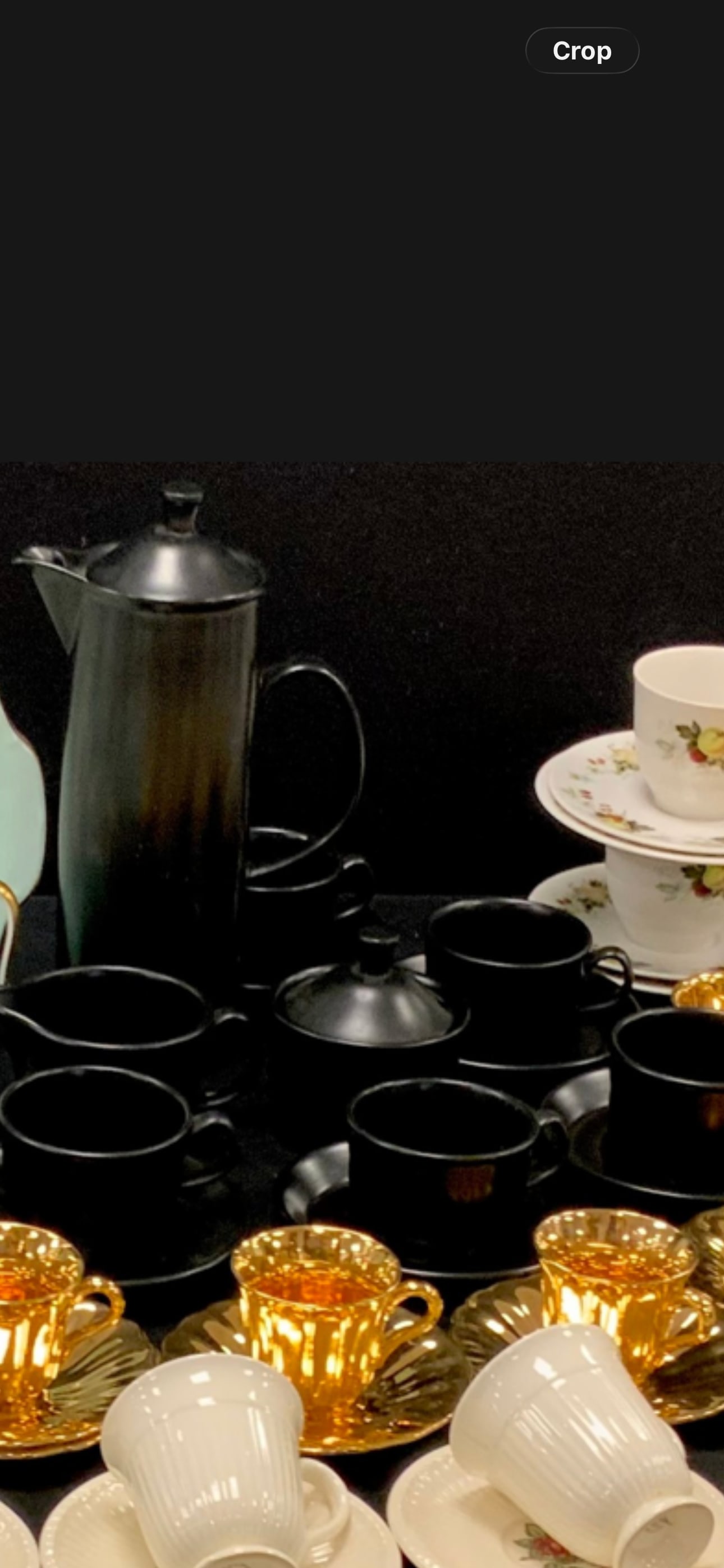 14 piece Wedgwood England jet black teaset/coffee set: 14 piece Wedgwood England jet black teaset or coffee set. Tall covered pot, creamer, covered sugar, five cups & six saucers.