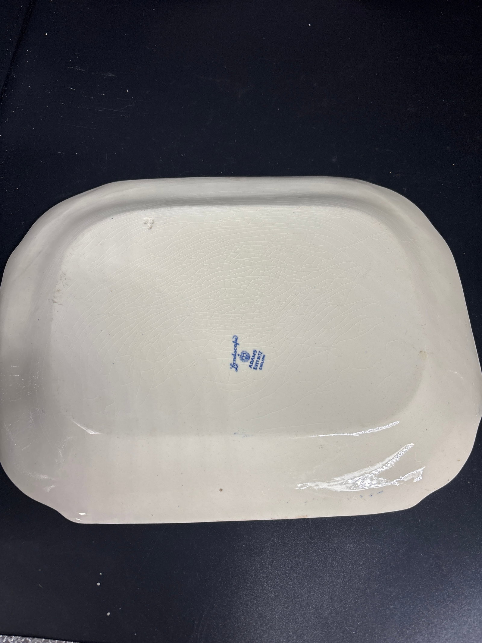 Two blue transferware platters - 6