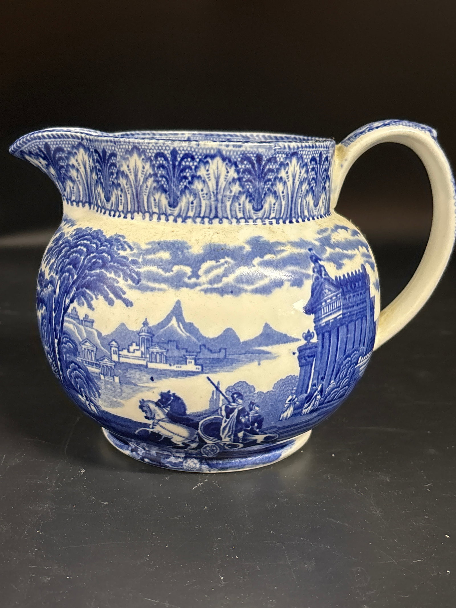 antique blue and white Cauldon Ware ‘Chariots’ milk jug (1 of 7)