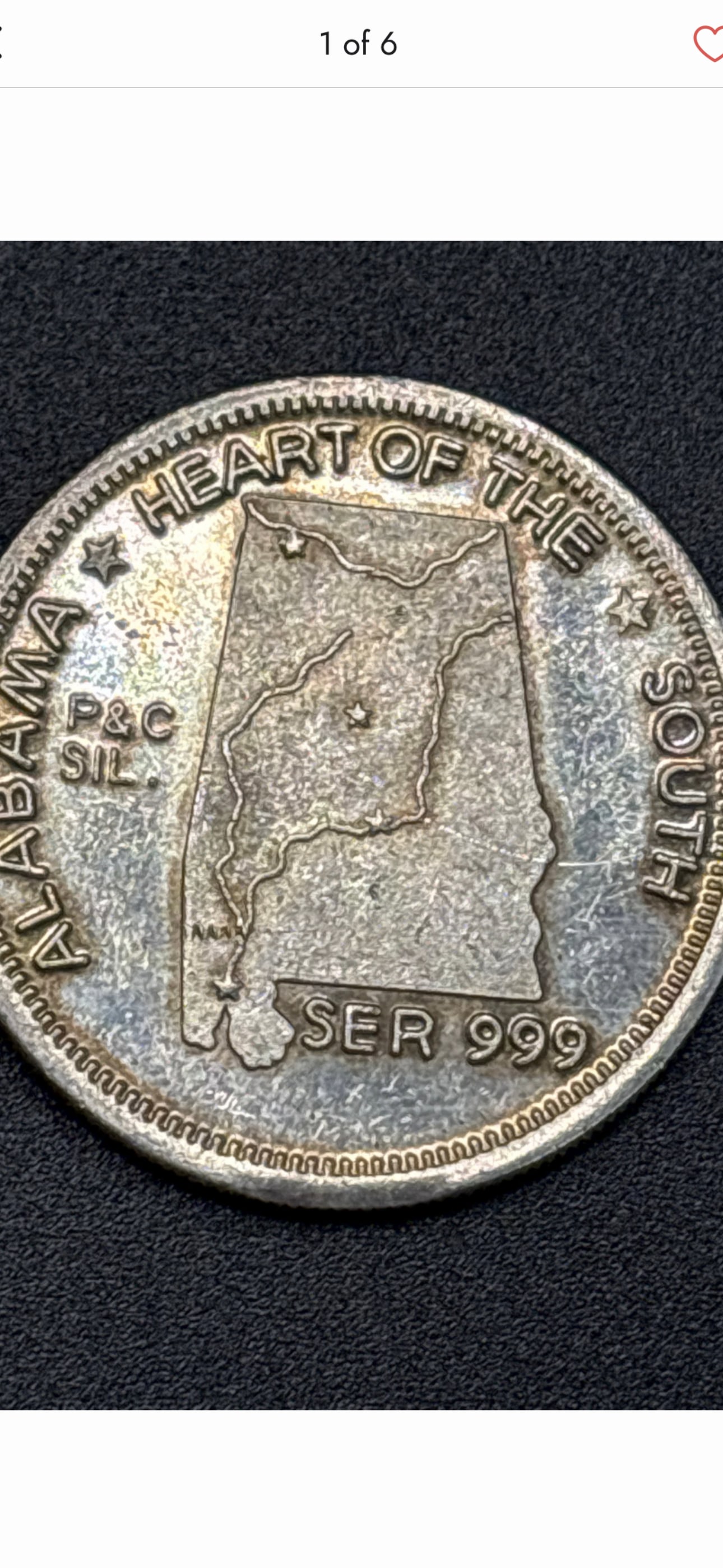 1 ozt .999 fine silver round South East Refining Alabama Statehood (1 of 6)
