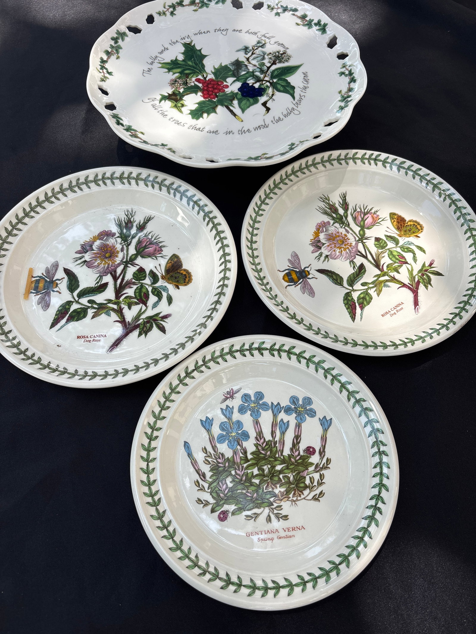 Four Portmeirion "Botanic Garden" ceramic plates & cake plate (1 of 7)