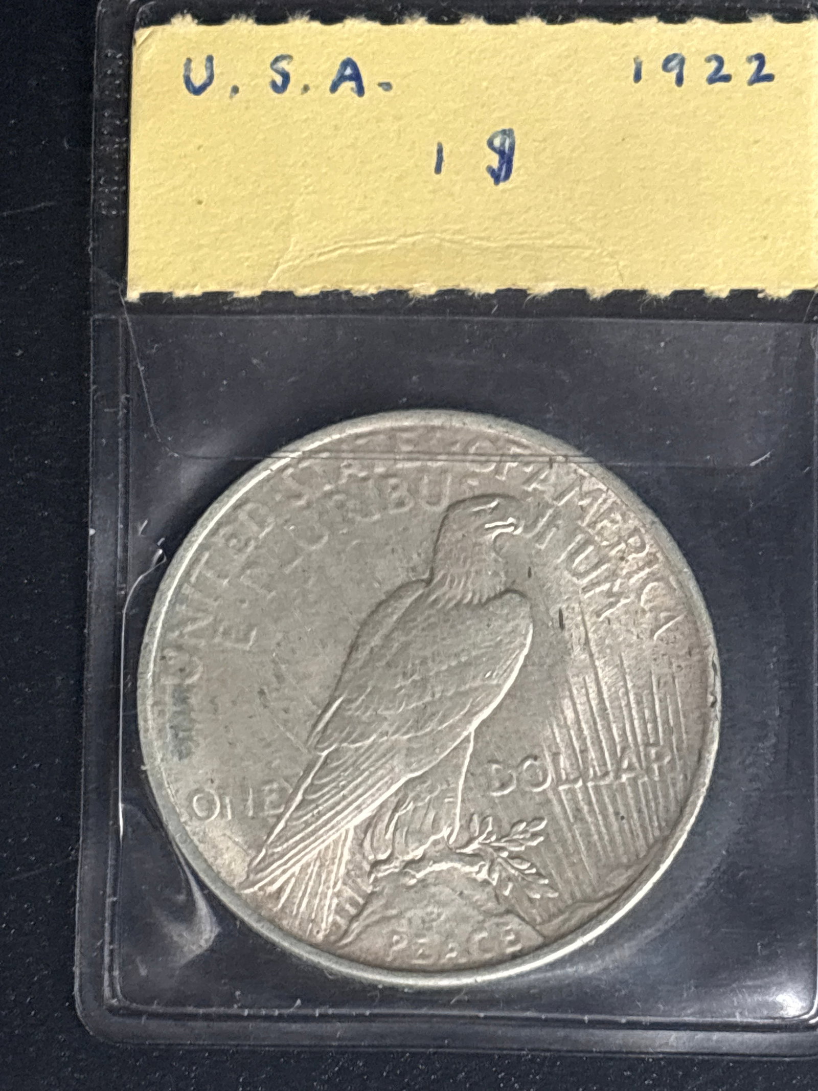 Authentic 1922 Peace United States Morgan Silver Dollar.: Authentic 1922 Peace Silver Dollar.Composition: It is made of 90% silver and 10% copper.Design: The obverse features the profile of Lady Liberty with a radiant crown, designed by Anthony de Francisci.