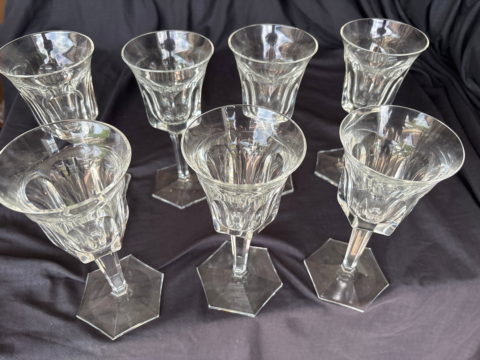 Set of seven Moser Crystal Pope pattern stemware 7&1/2 inch glasses (1 of 9)