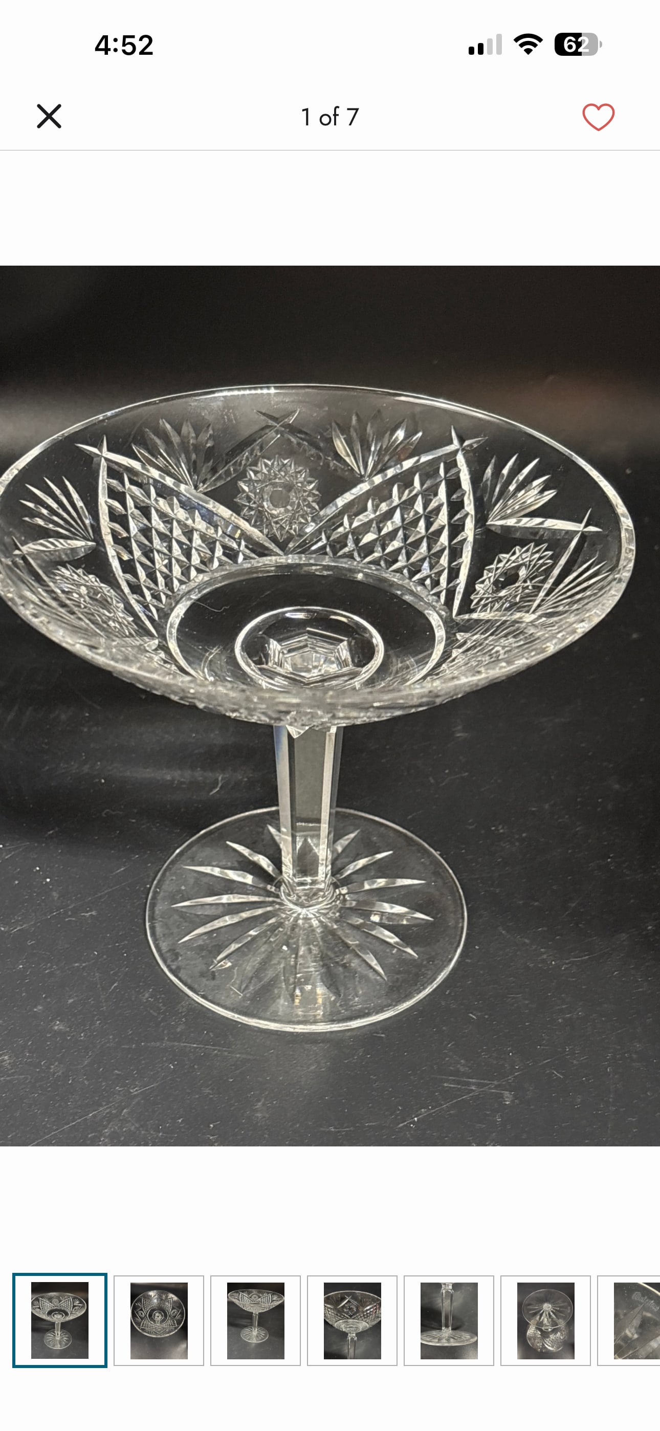 Waterford Irish cut Crystal pedestal 5.5 inch wide compote dish: Waterford Crystal pedestal compote dish, characterized by its intricate cut glass design. It is commonly used as a candy or nut dish, or as a decorative centerpiece.Notable FeaturesDesign Pattern: The