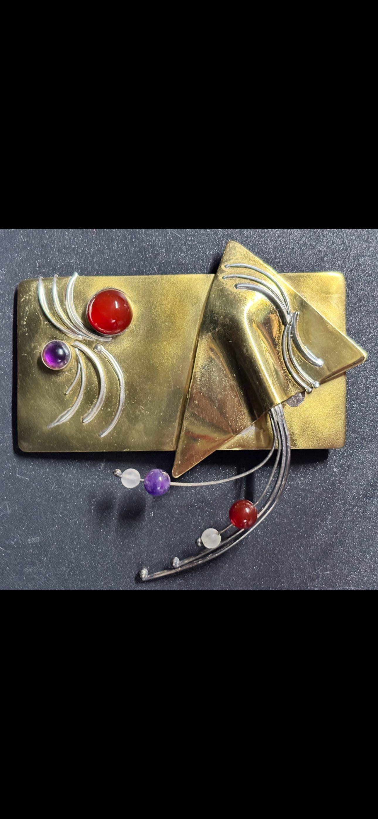 vintage modernist mixed-metal studio brooch handcrafted by artisan Ruth Rosenfeld (1 of 6)