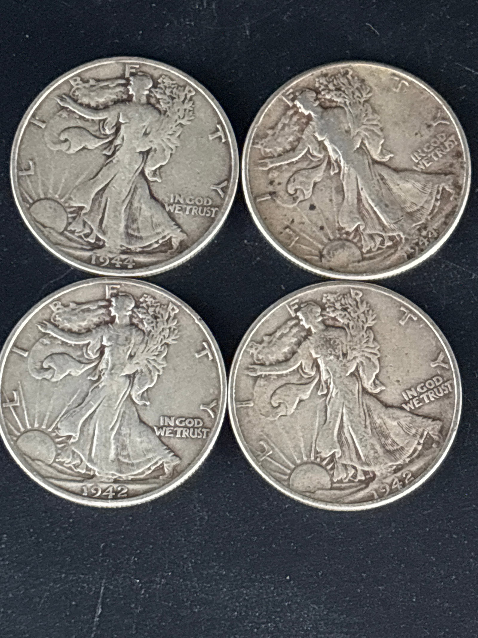 Four WWII era Walking Liberty Half Dollar, 50-cent United States coin (1 of 4)