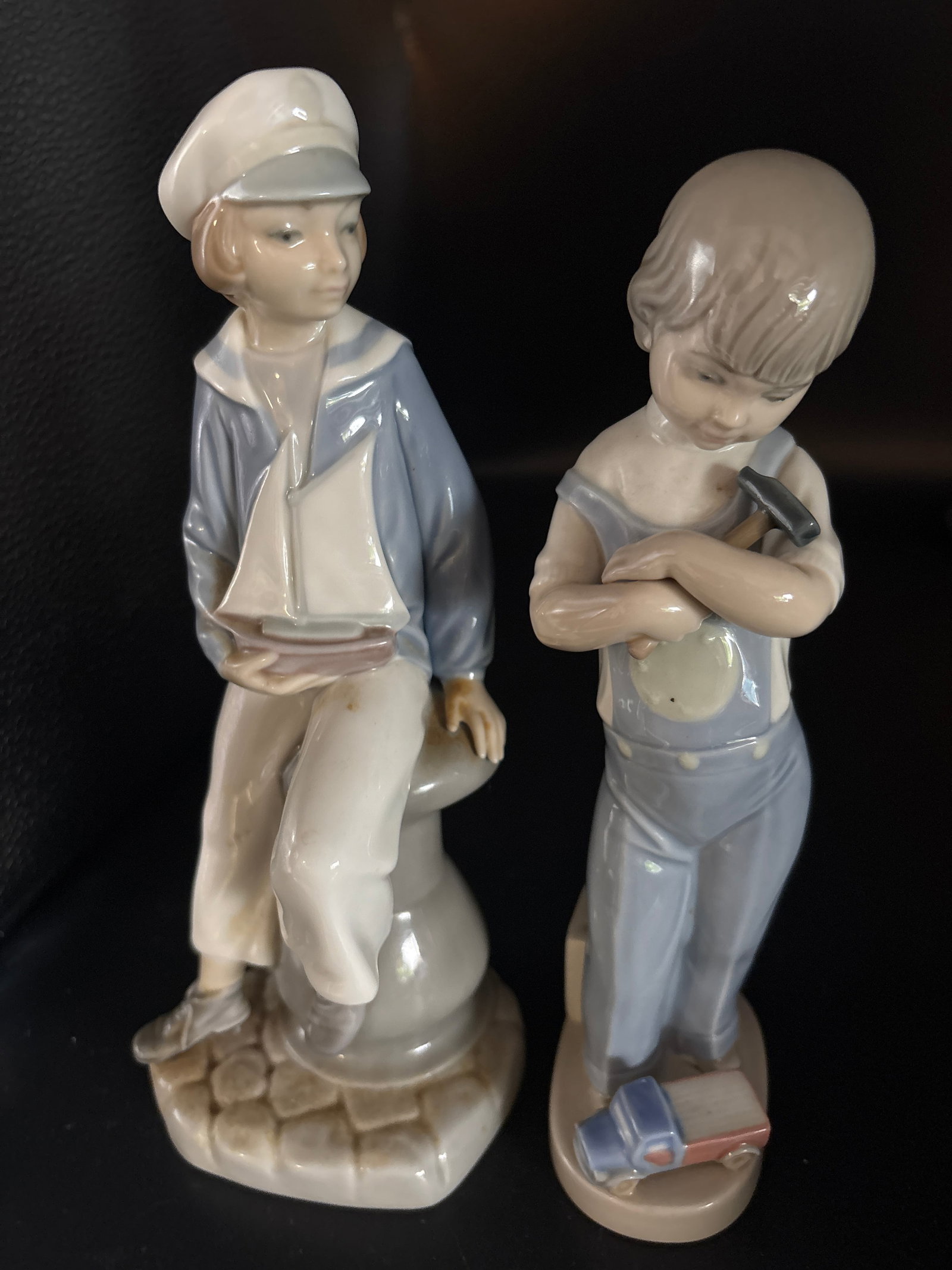 Two original Lladro Spainish porcelain boy with toy 7 inch statues (1 of 9)