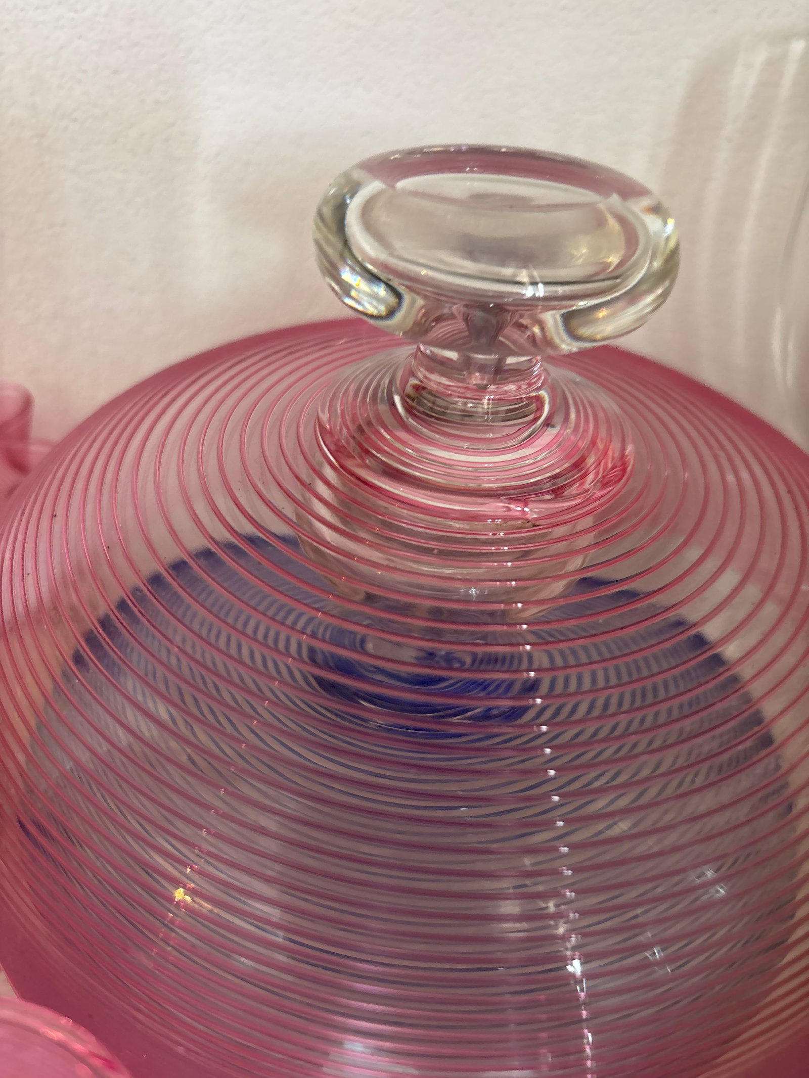 Threading glass domes antique pink threaded art glass by Boston & Sandwich glass co (1 of 1)