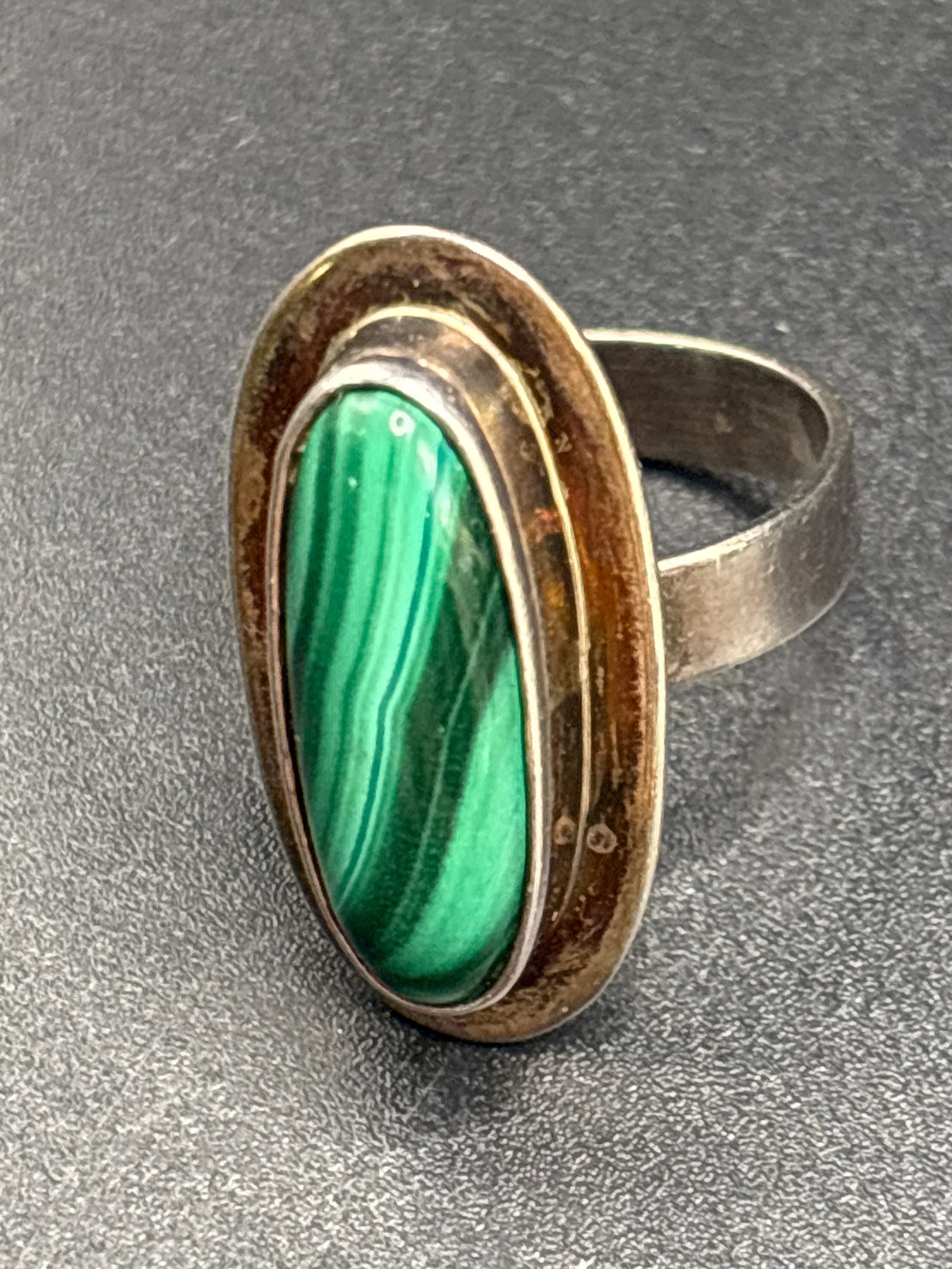 Vintage sterling silver statement ring w/malachite stone (1 of 6)