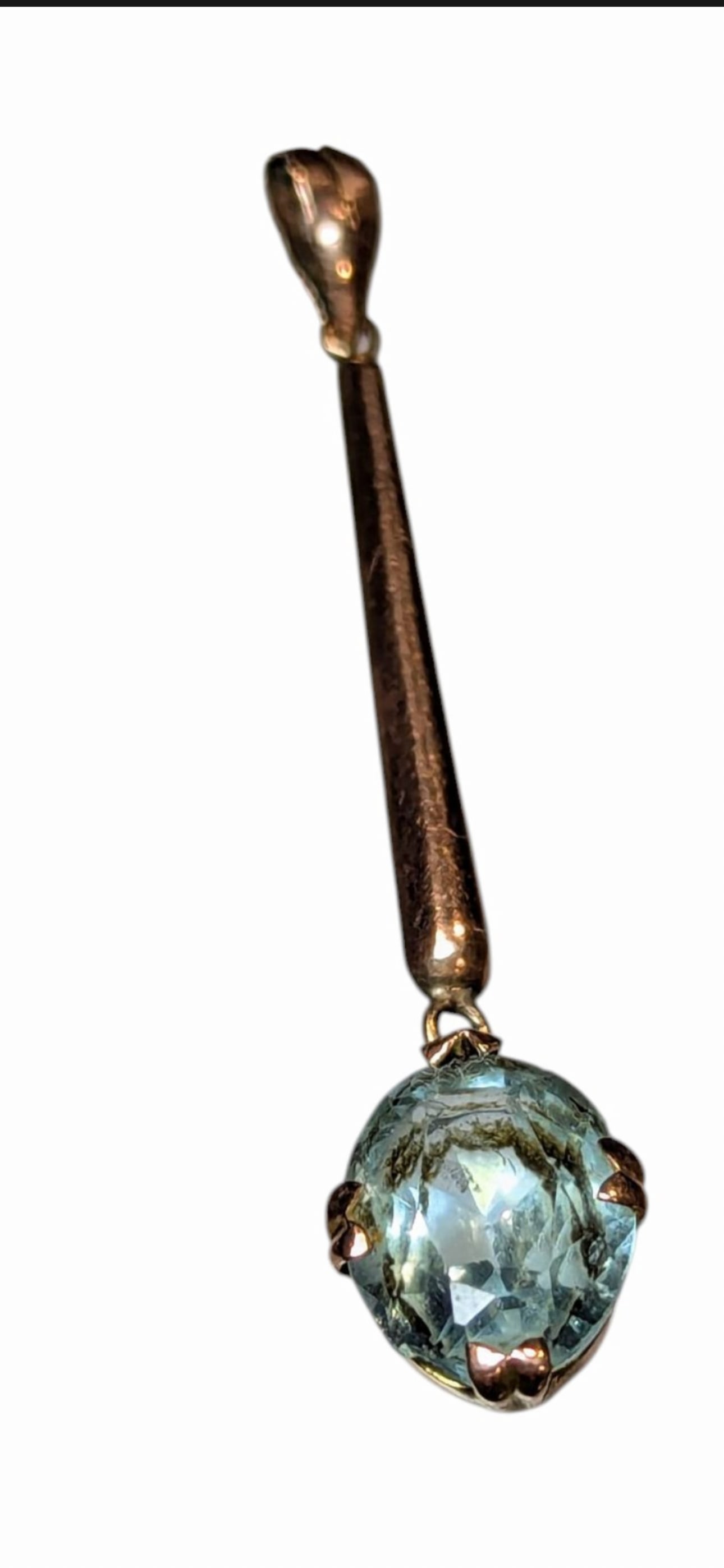 Vintage English 9ct rose gold mounted paste stone set drop pendant (1 of 6)