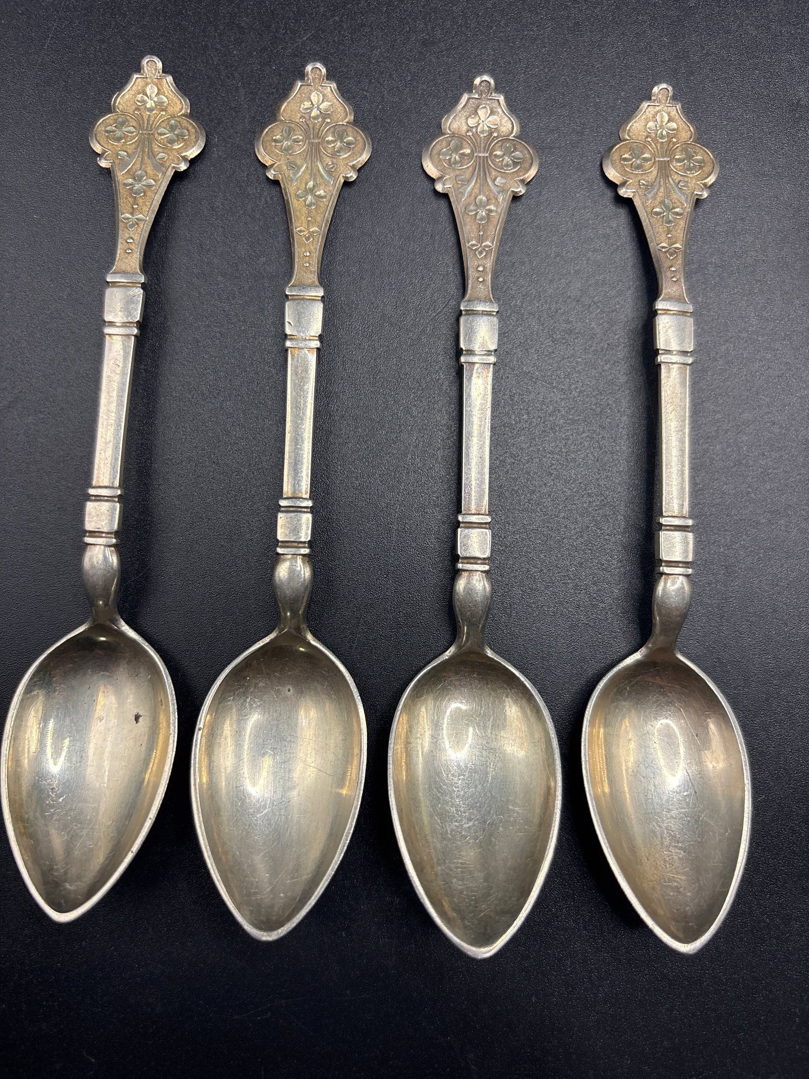 Four 41 grams .830 continental silver 4&3/4 inch spoons (1 of 8)