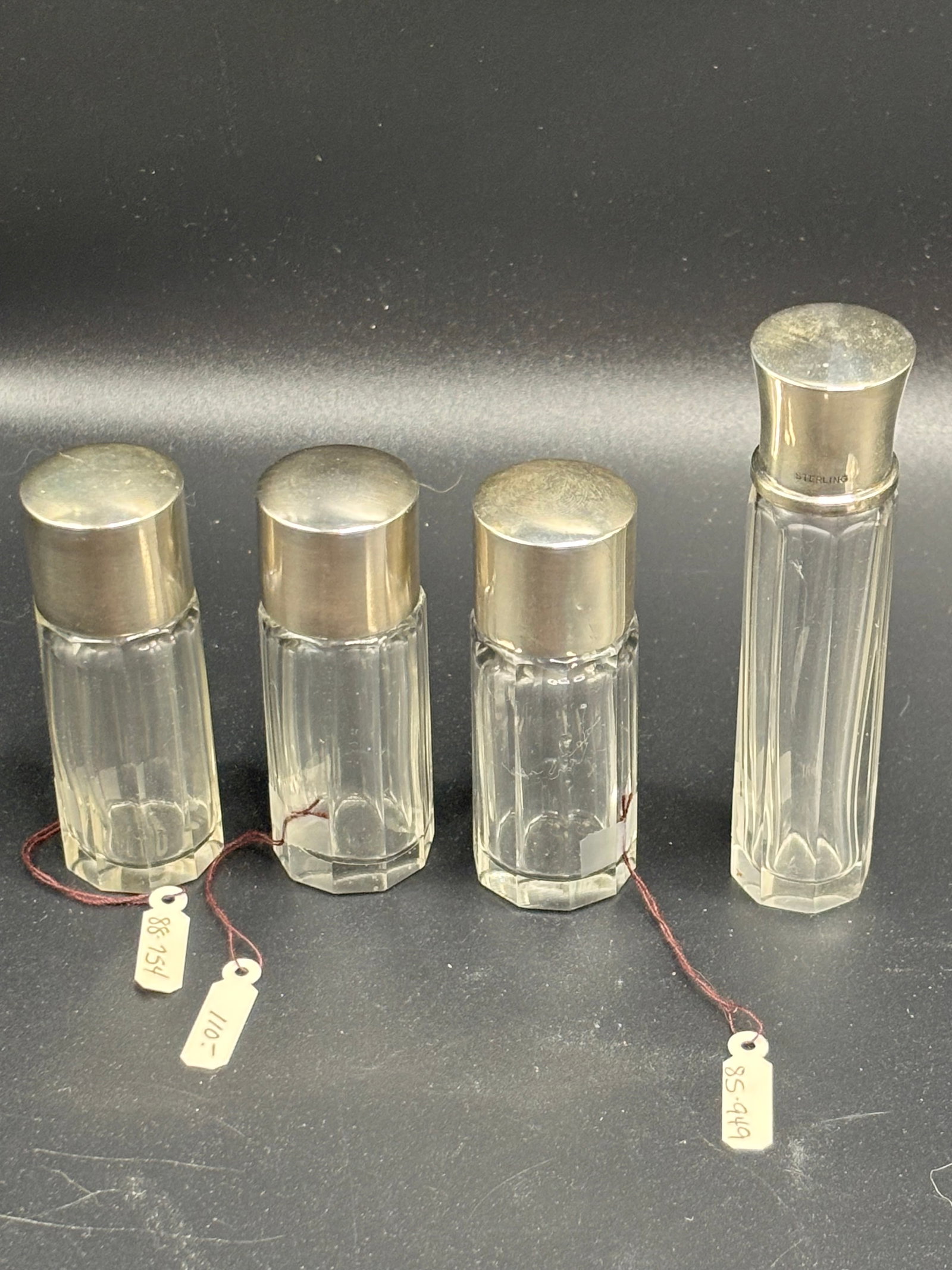 Four antique sterling cut crystal vanity bottles (1 of 7)