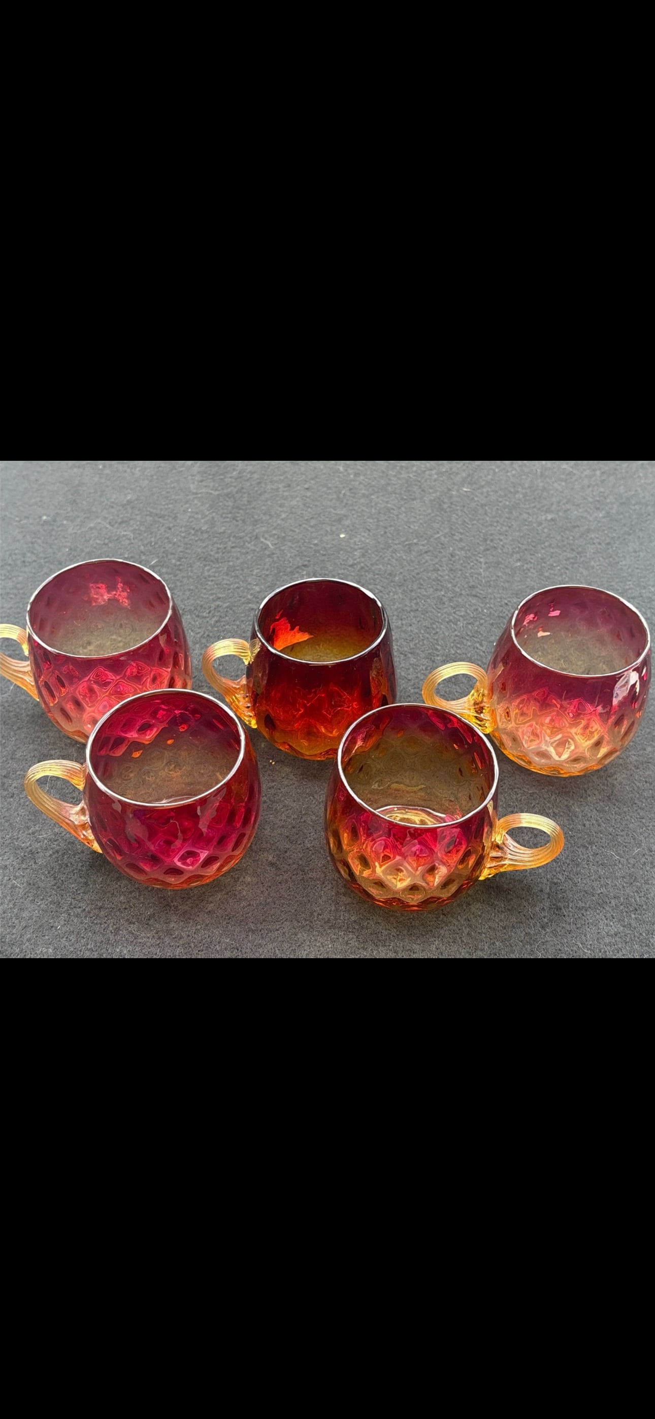 Five Victorian amberina punch set American Amberina art glasses (1 of 6)