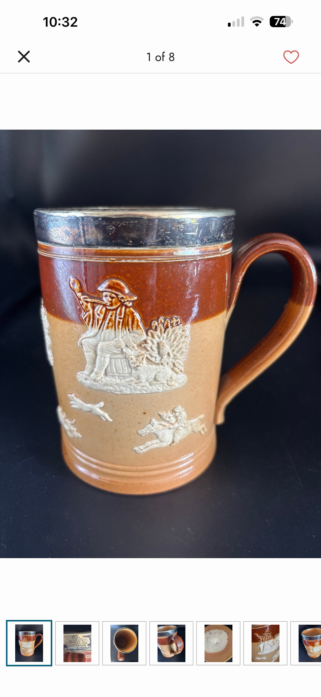 Doulton Lambeth stoneware tankard Wit Mappin & Webb silver plate collar (1 of 7)