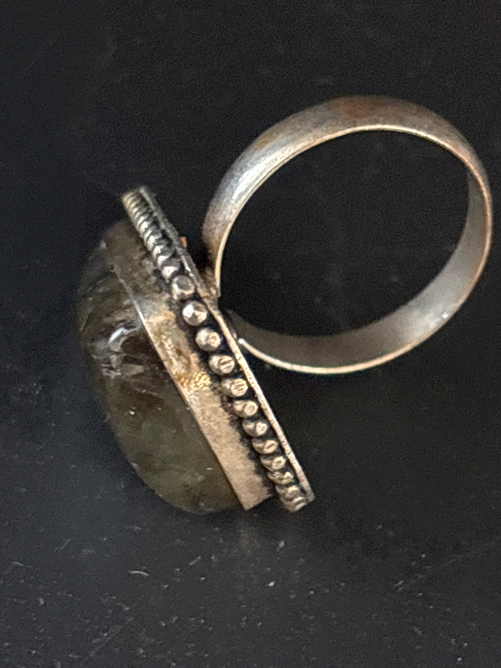 sterling silver ring features a triangular labradorite gemstone - 5