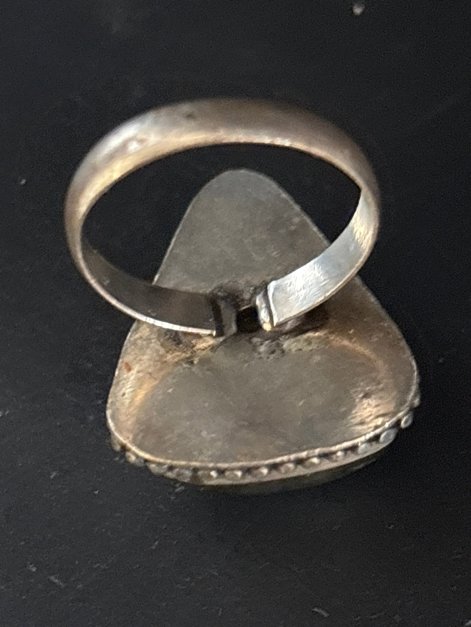 sterling silver ring features a triangular labradorite gemstone - 6