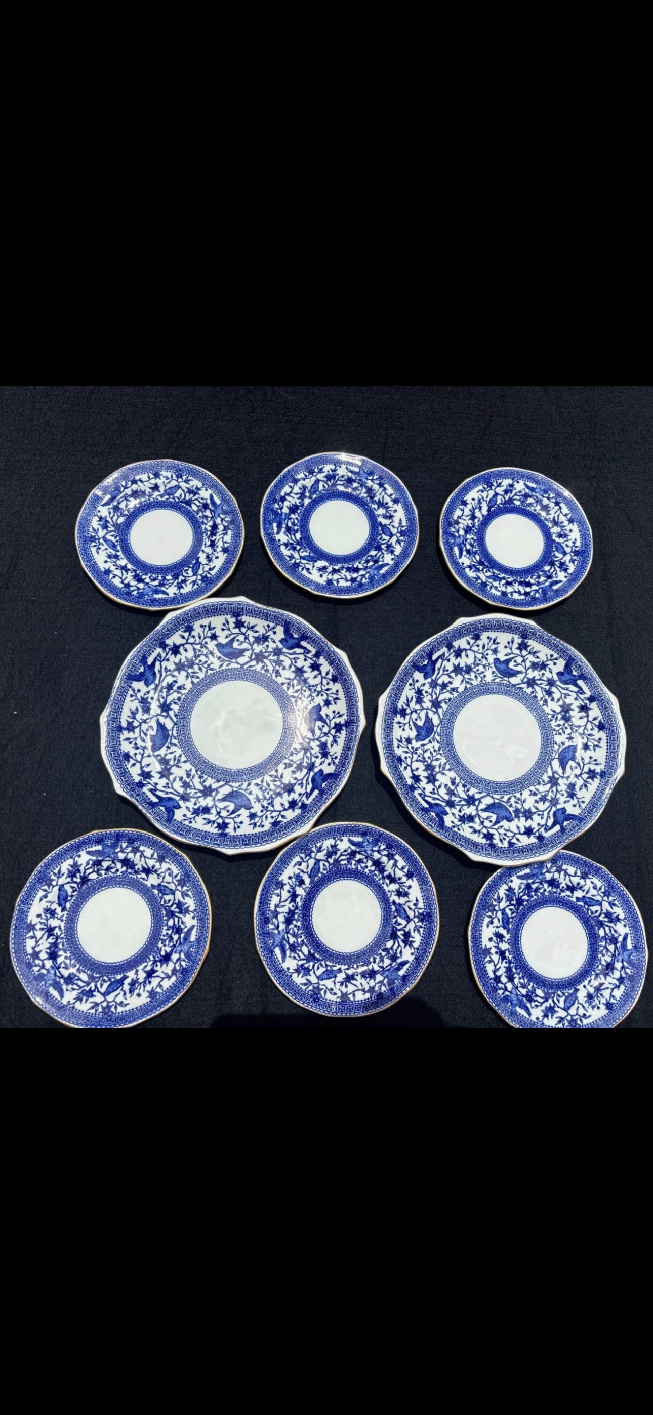 Eight Royal Crown Derby porcelain Pembroke pattern dessert set (1 of 5)