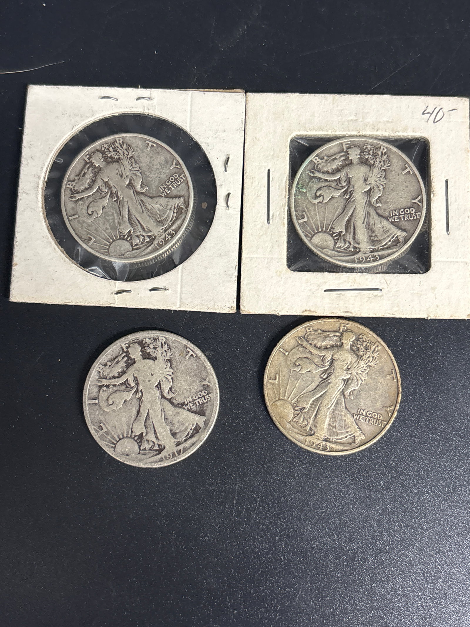 Rare 1917 & three 1943 Walking Liberty Silver half dollars (1 of 6)