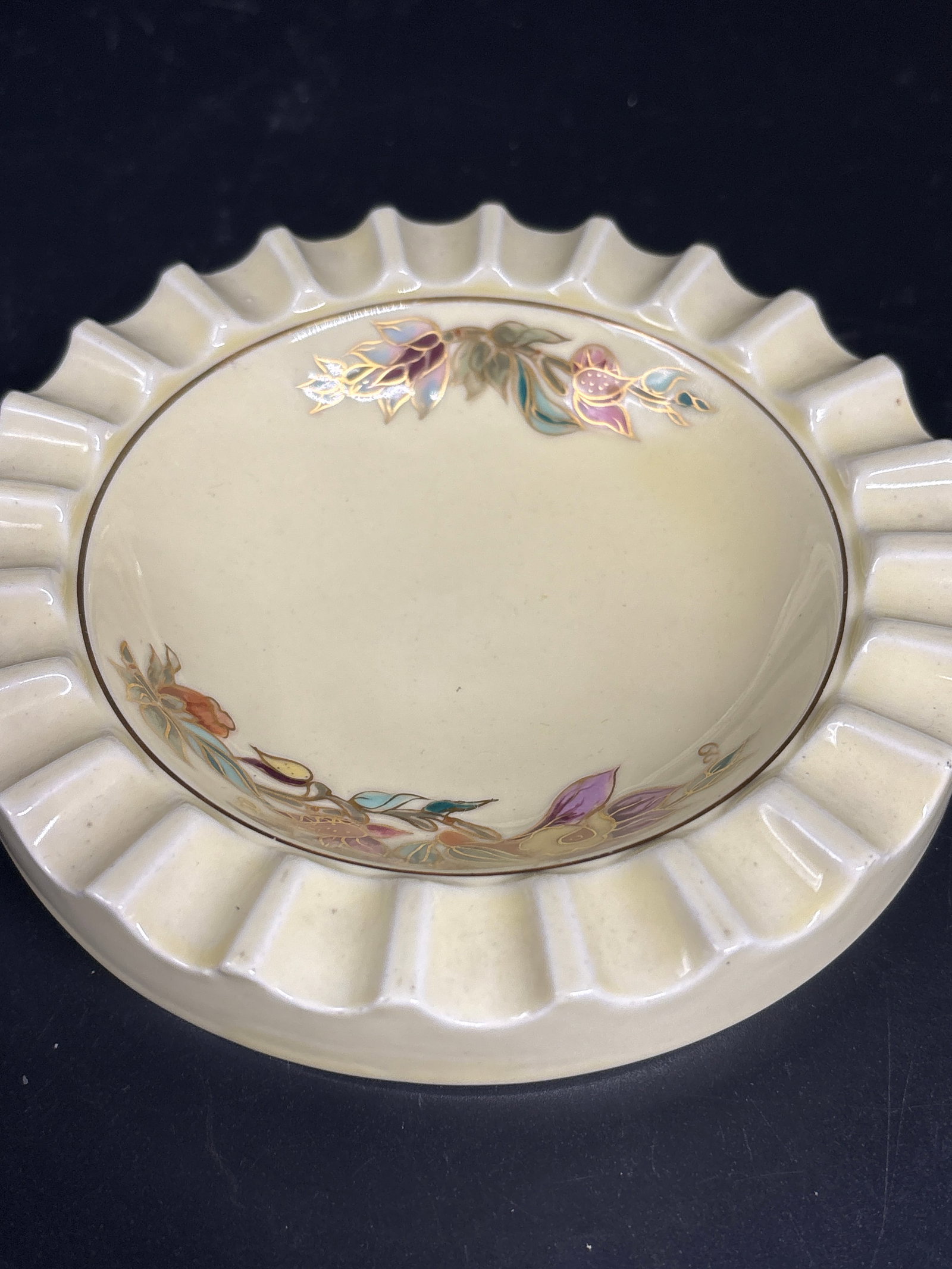 Zsolnay Pecs in Hungary vintage, 6 inch hand-painted porcelain ashtray (1 of 6)