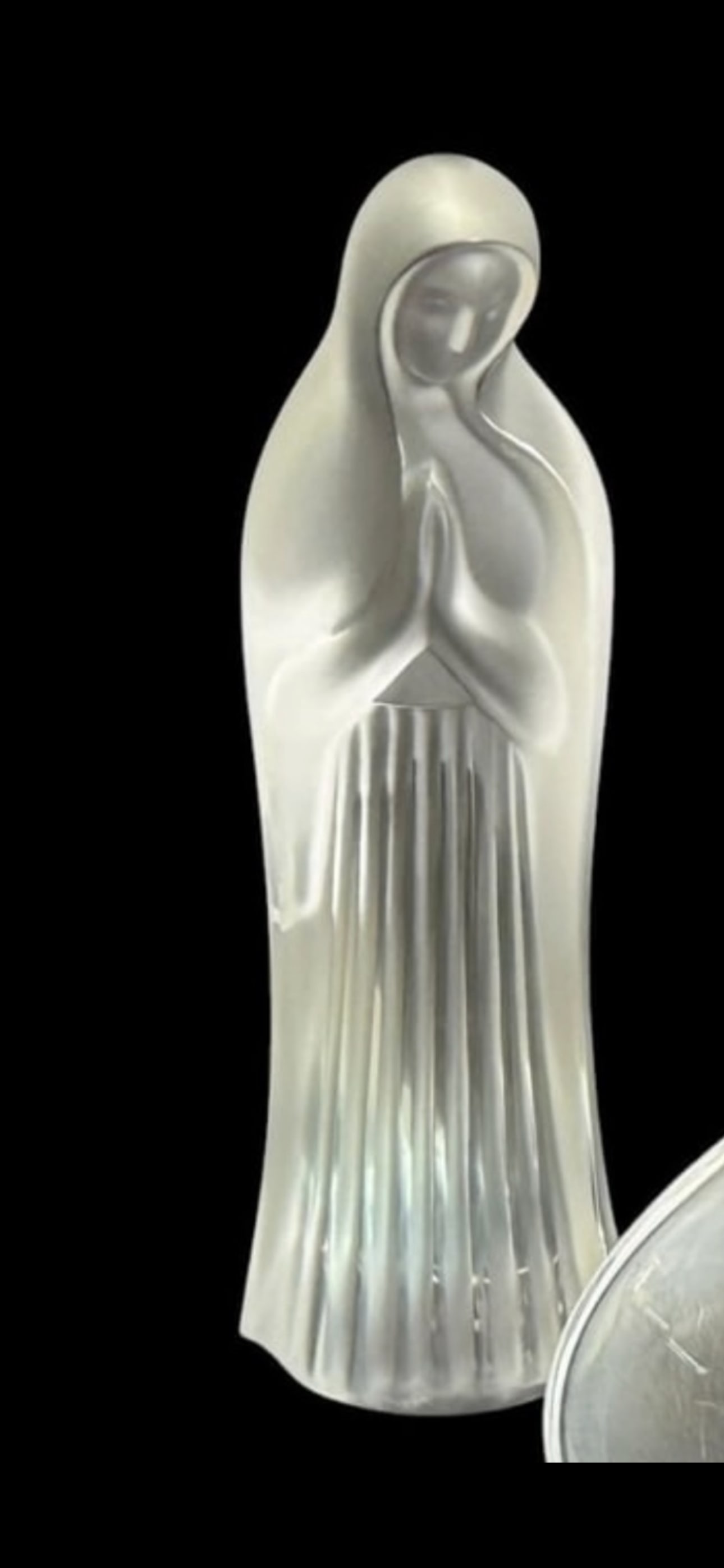 Authentic signed Lalique French crystal Madonna 10.25 inch statue (1 of 3)