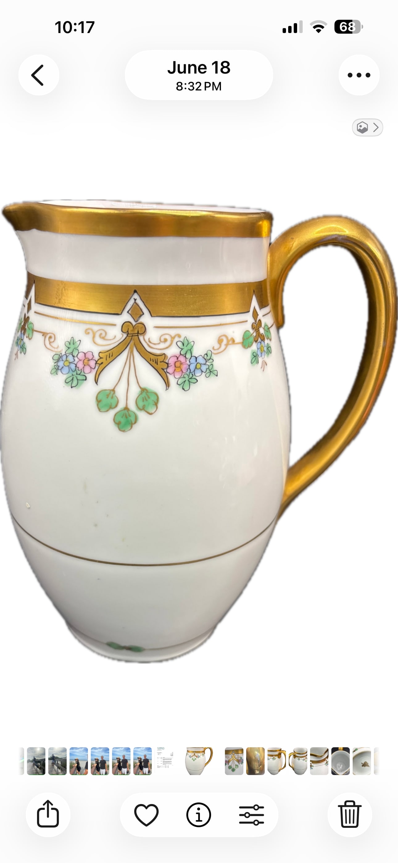 antique Pickard hand-painted china pitcher; 8 inches (1 of 5)