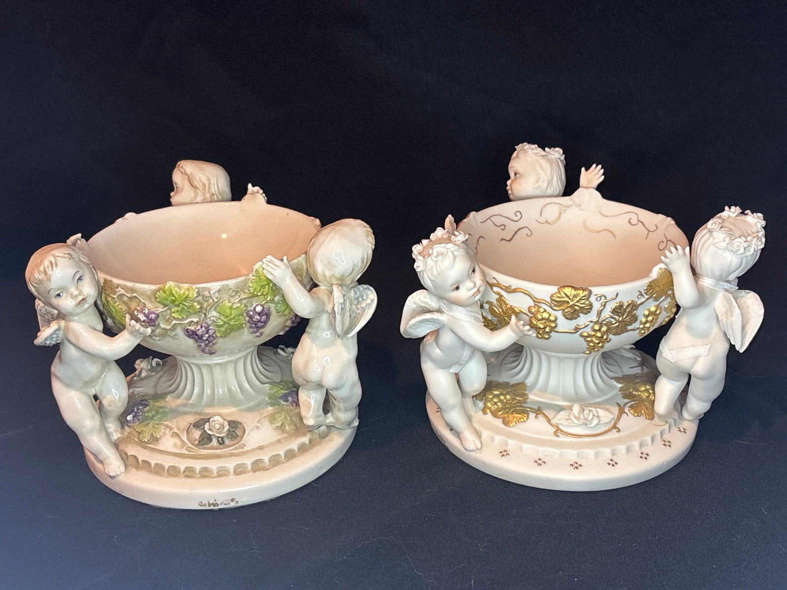 1950s Grapevine/Cupid Bowl& porcelain/bisque decorative cherub centerpiece bowl (1 of 11)