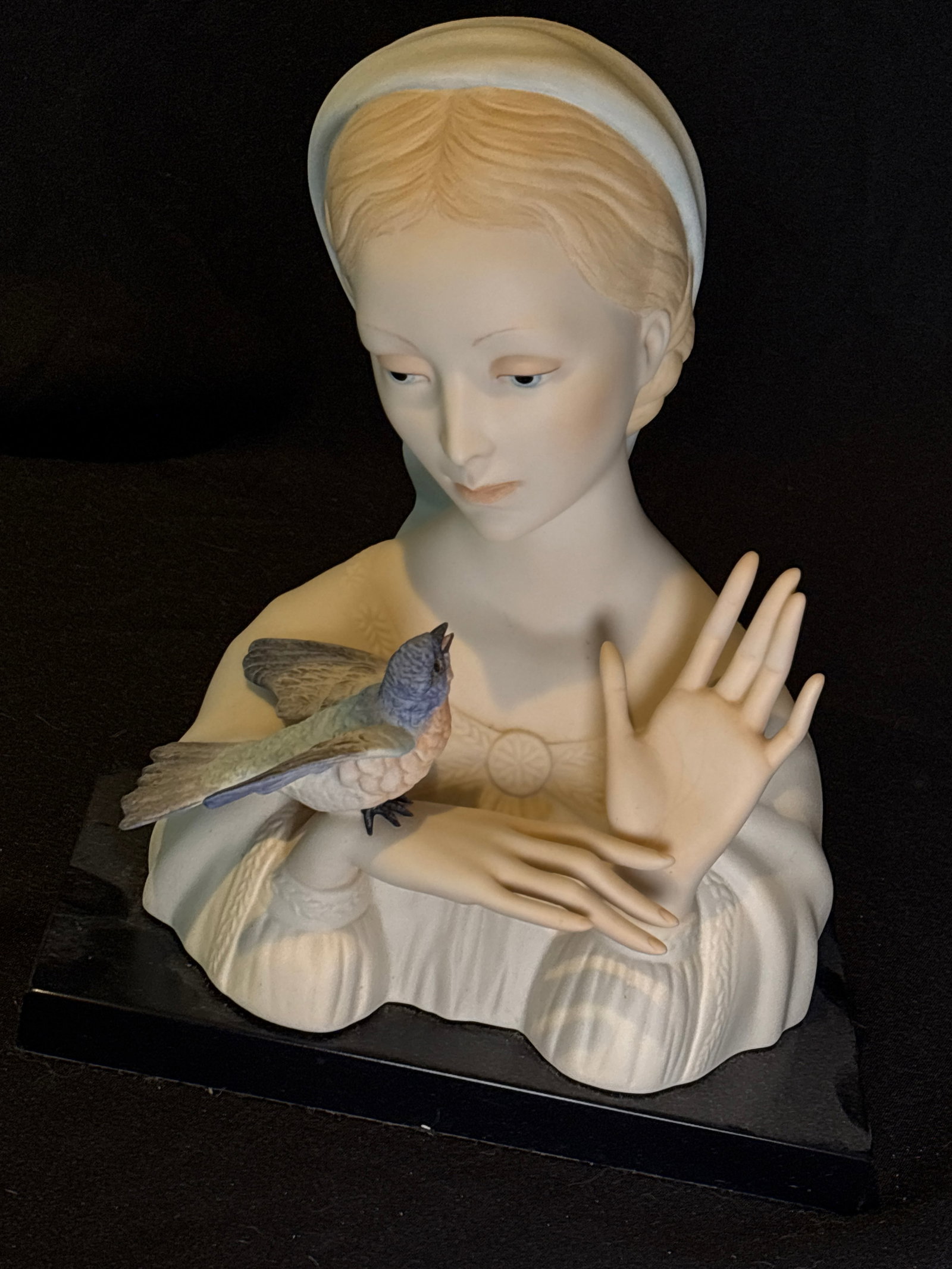 Cybis Porcelain "Madonna with Blue Bird" 11 inch bust figurine On base (1 of 12)